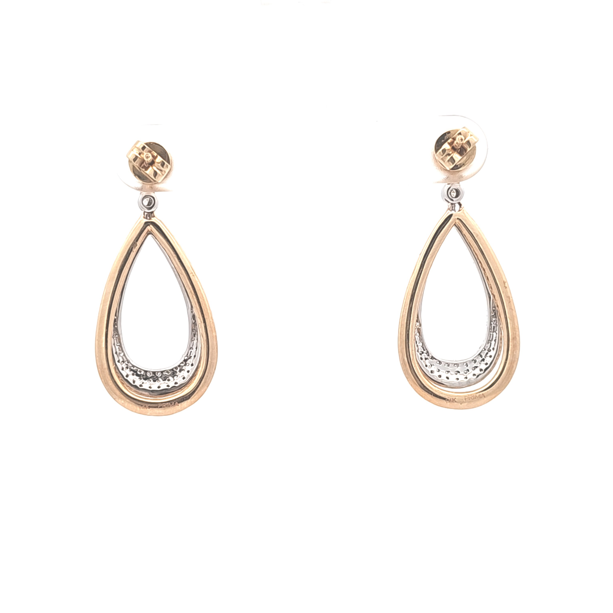 14K Two Tone Gold Pave Diamond Teardrop Earrings 41002810 | Shin Brothers** 14K Two Tone Gold Pave Diamond Teardrop Earrings 41002810 | Shin Brothers**