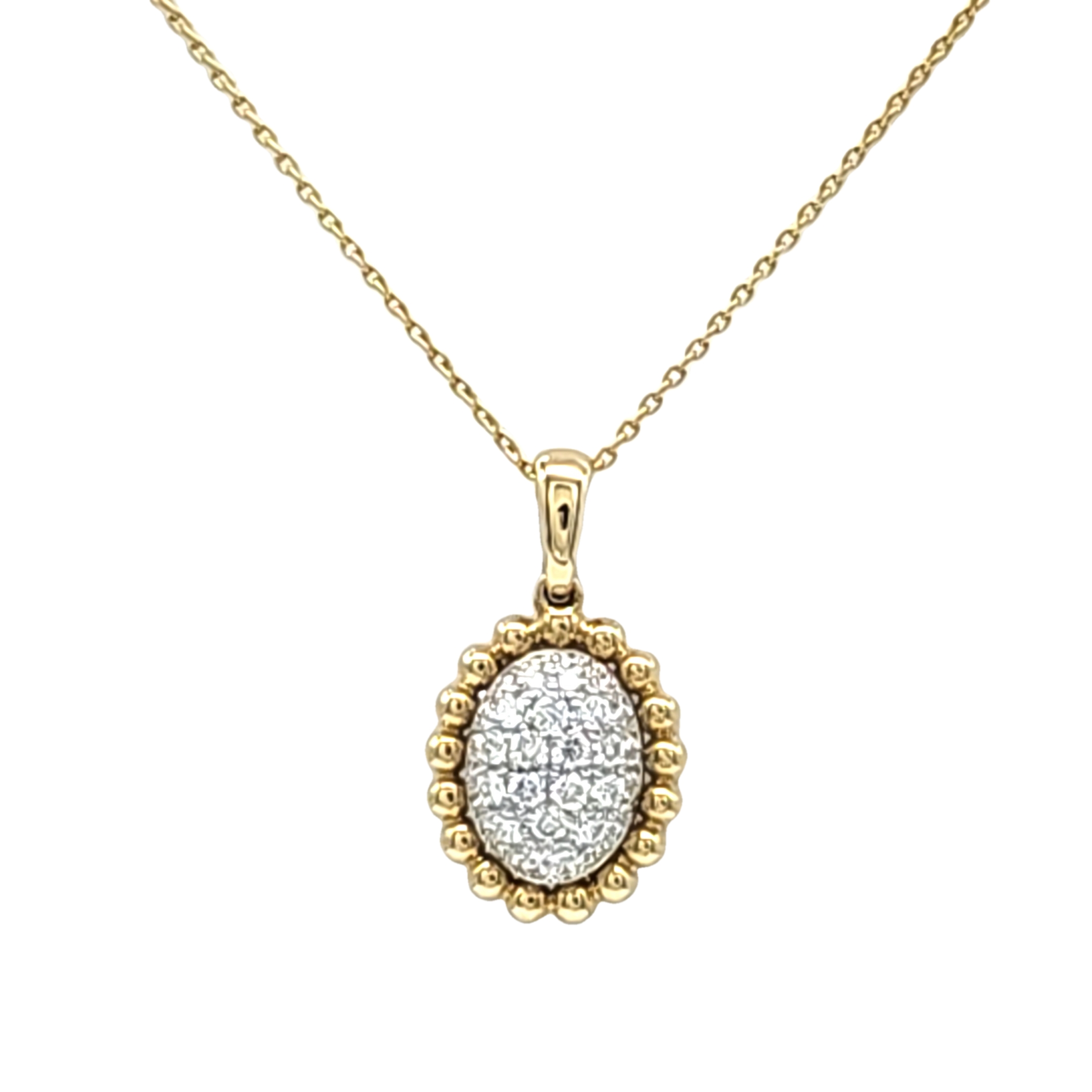 14K Yellow Gold Pave Diamond Oval 18" Necklace 31001302 | Shin Brothers* 14K Yellow Gold Pave Diamond Oval 18" Necklace 31001302 | Shin Brothers*