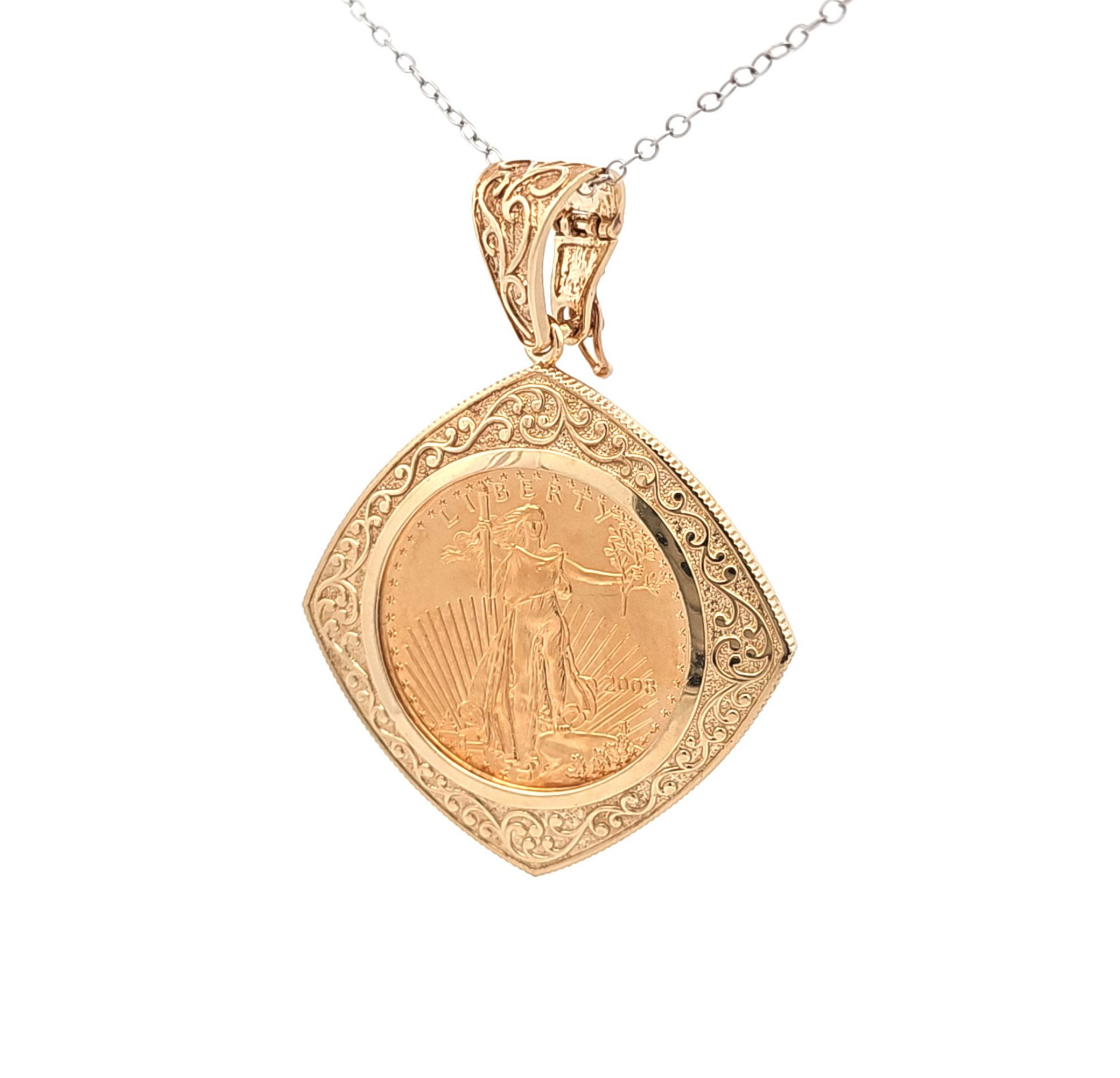 1/4oz Liberty Coin in a 14K Yellow Gold Coin Holder Pendant 50004325 | Shin Brothers 1/4oz Liberty Coin in a 14K Yellow Gold Coin Holder Pendant 50004325 | Shin Brothers