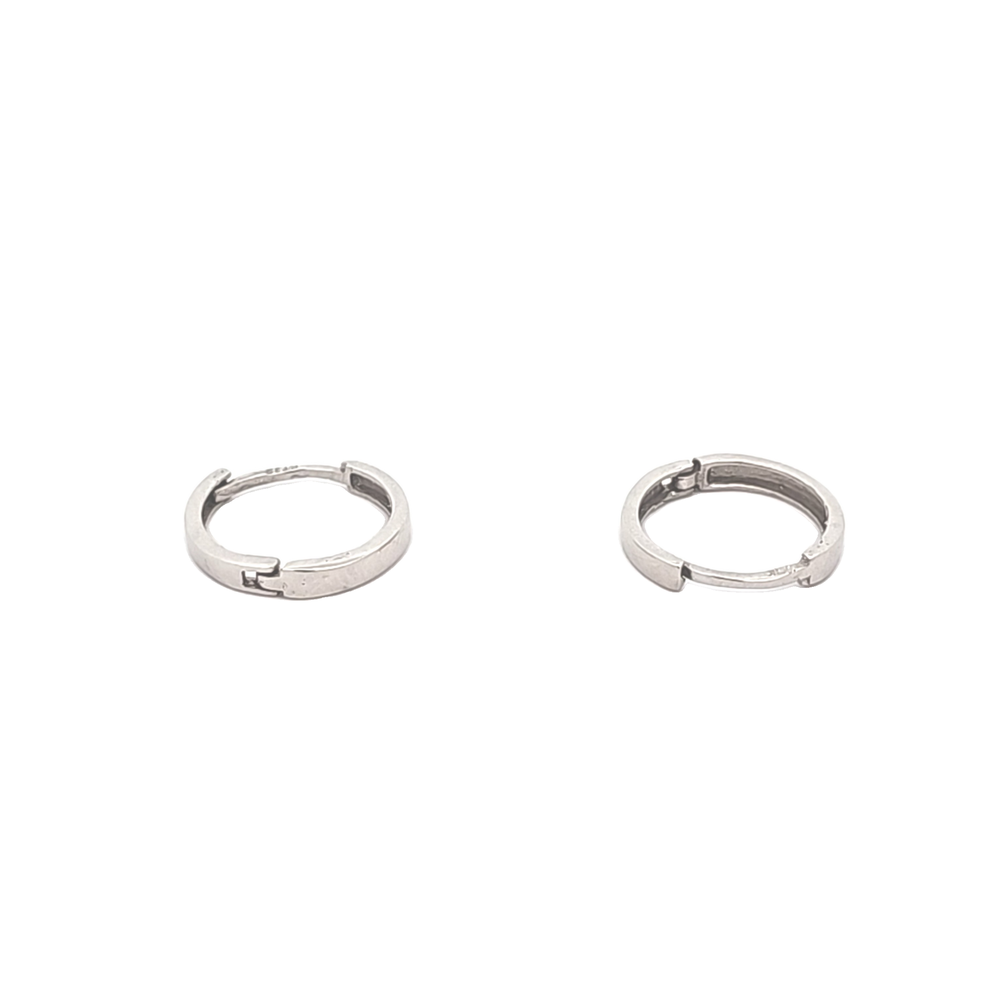 14K White Gold Plain Huggie Earrings 40003350 | Shin Brothers**