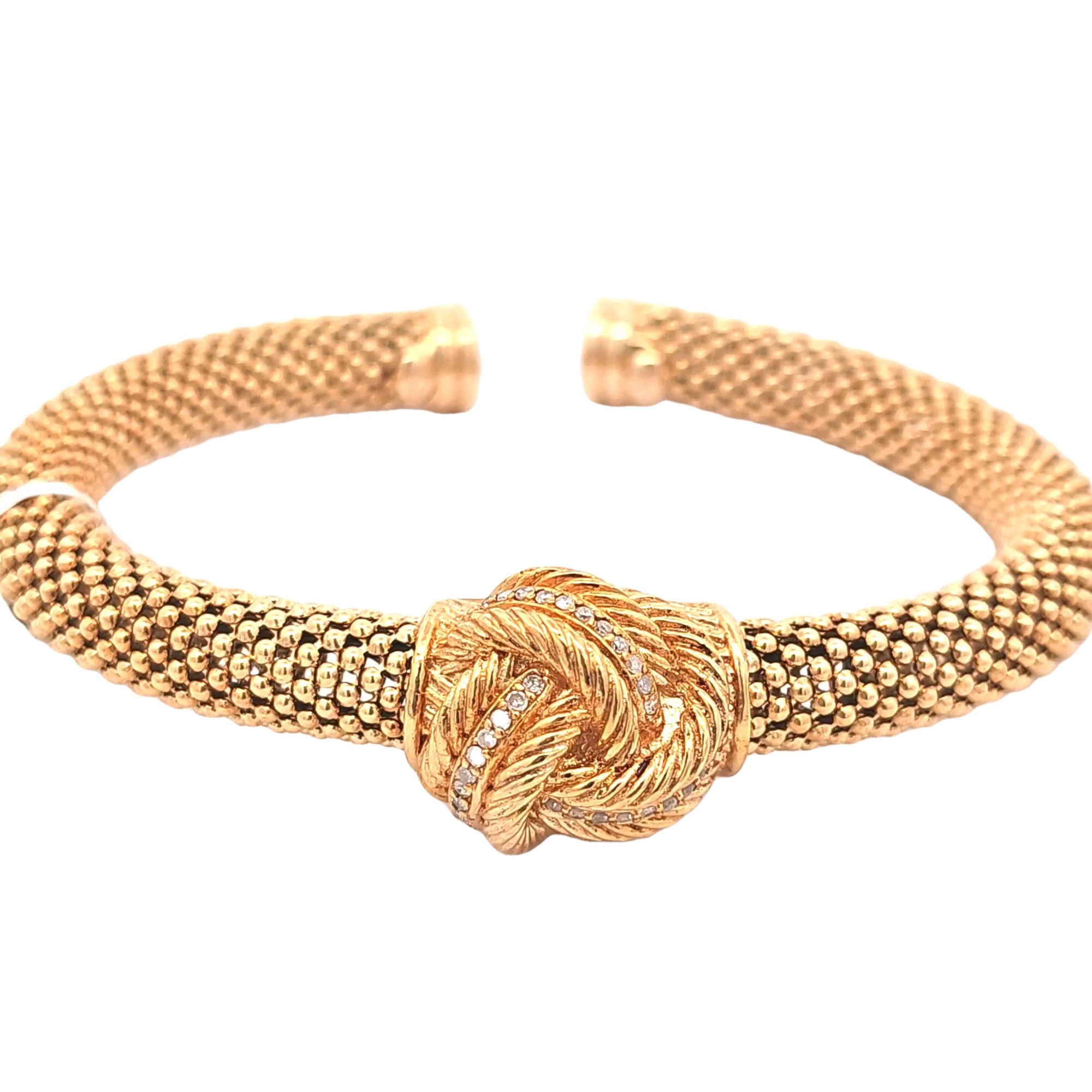 Sterling Silver Gold Plated CZ Mesh Bangle 82011042 | Shin Brothers** Sterling Silver Gold Plated CZ Mesh Bangle 82011042 | Shin Brothers**
