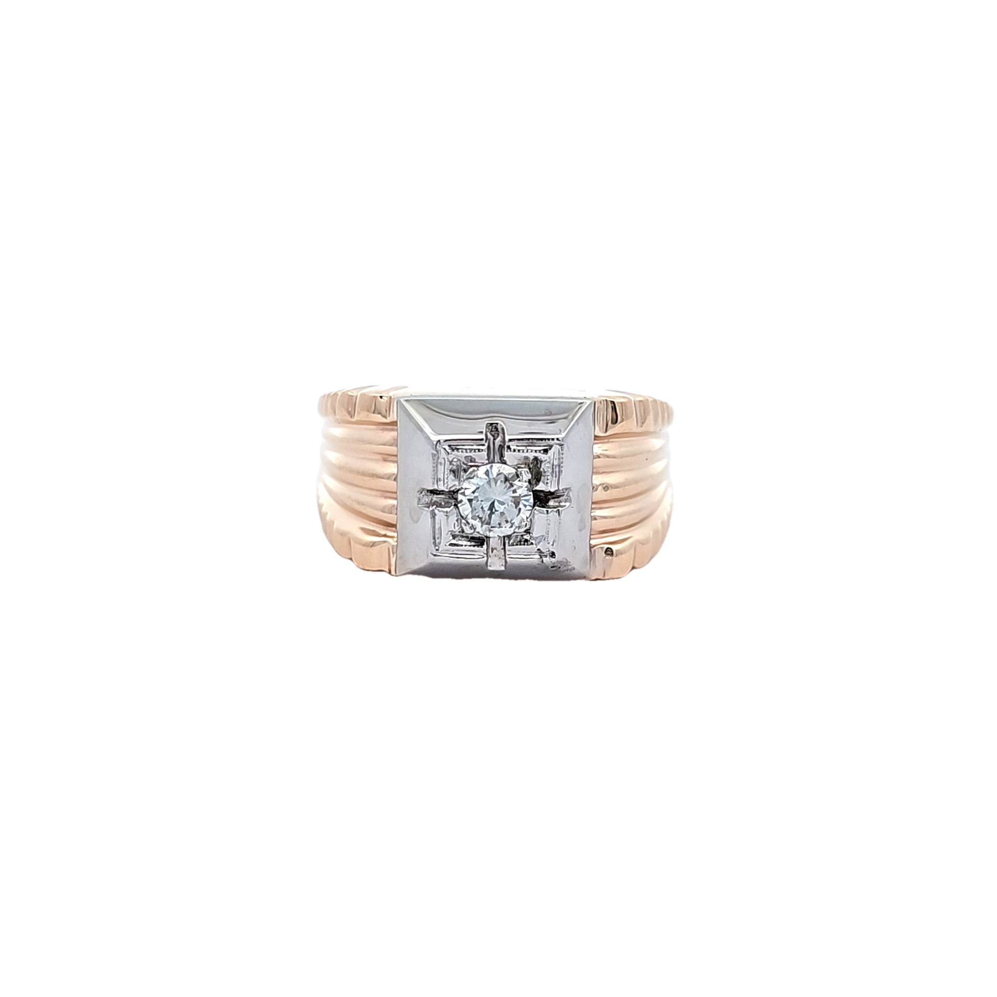 14K Two Tone Gold Diamond Square Face Ring 11007331 | Shin Brothers* 14K Two Tone Gold Diamond Square Face Ring 11007331 | Shin Brothers*