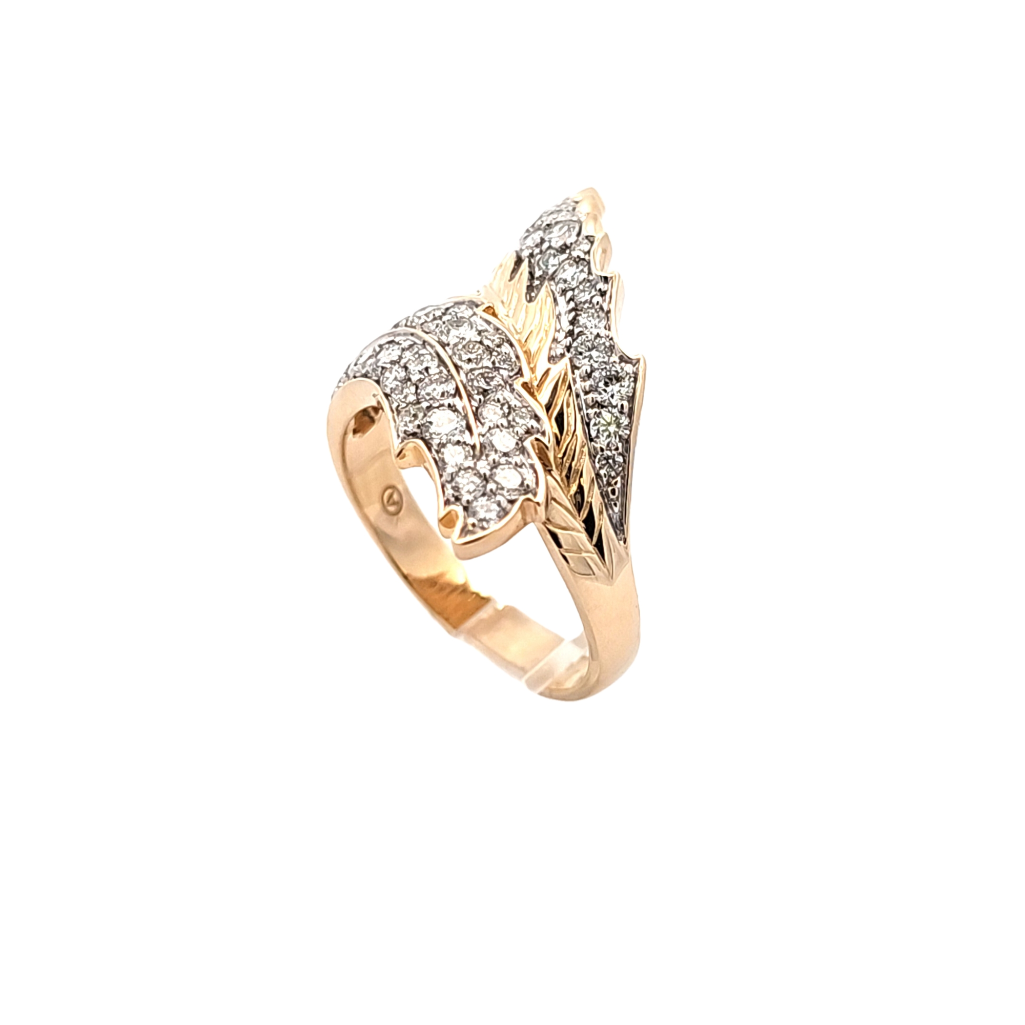 14K Yellow Gold Ladies' Diamond Leaf Ring 11007336 | Shin Brothers** 14K Yellow Gold Ladies' Diamond Leaf Ring 11007336 | Shin Brothers**