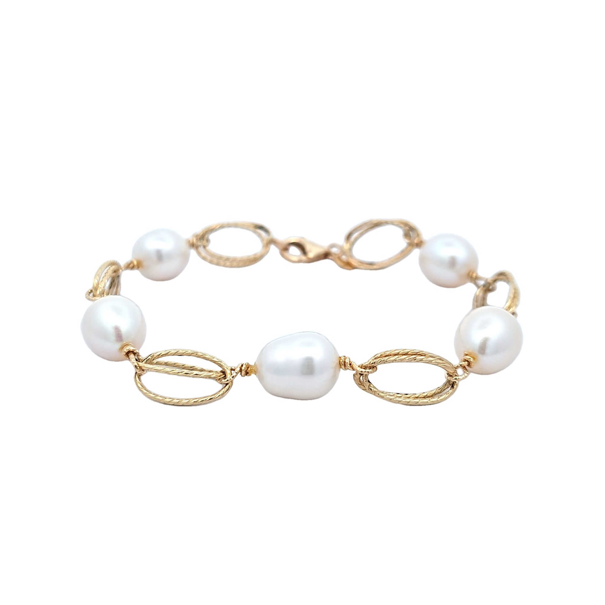 14K Yellow Gold Freshwater Pearl Bracelet 22001009 | Shin Brothers** 14K Yellow Gold Freshwater Pearl Bracelet 22001009 | Shin Brothers**