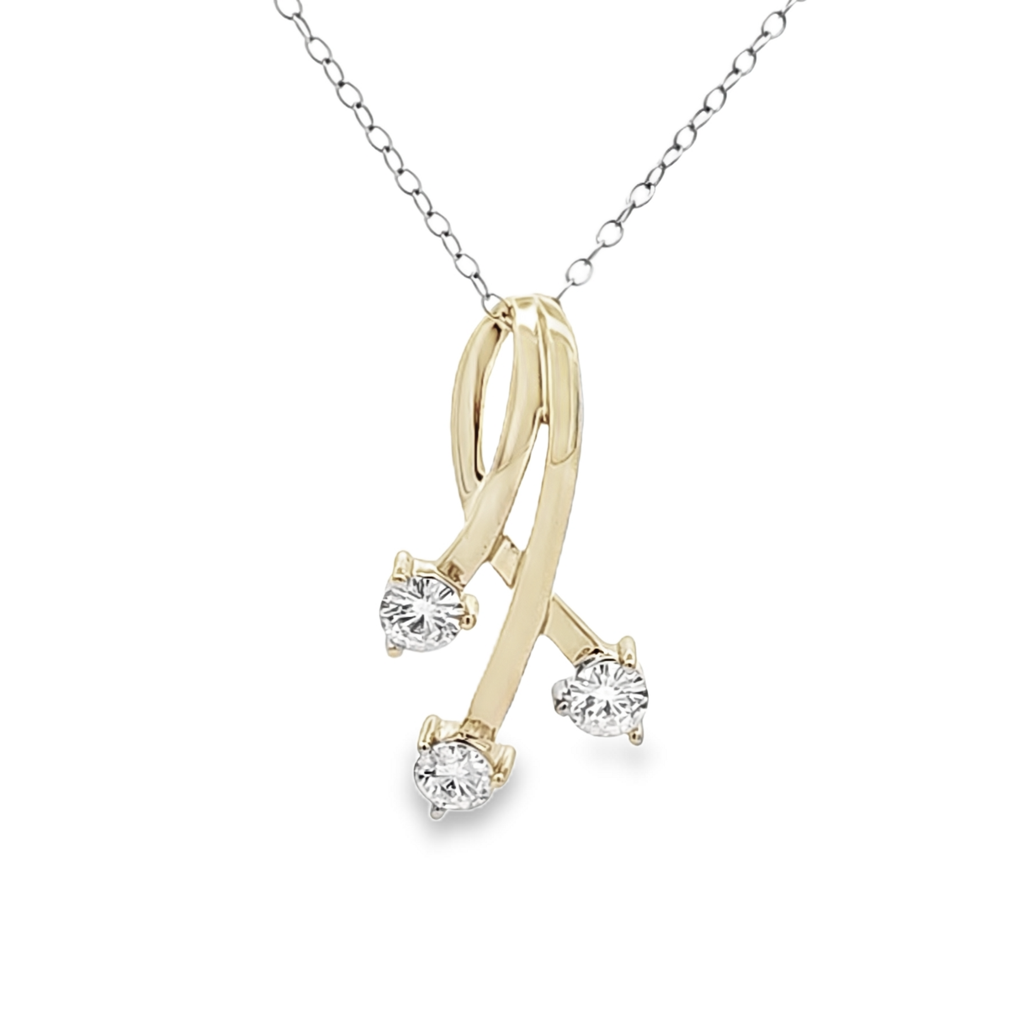 14K Yellow Gold Three Diamonds Slide Charm 51002259 | Shin Brothers* 14K Yellow Gold Three Diamonds Slide Charm 51002259 | Shin Brothers*