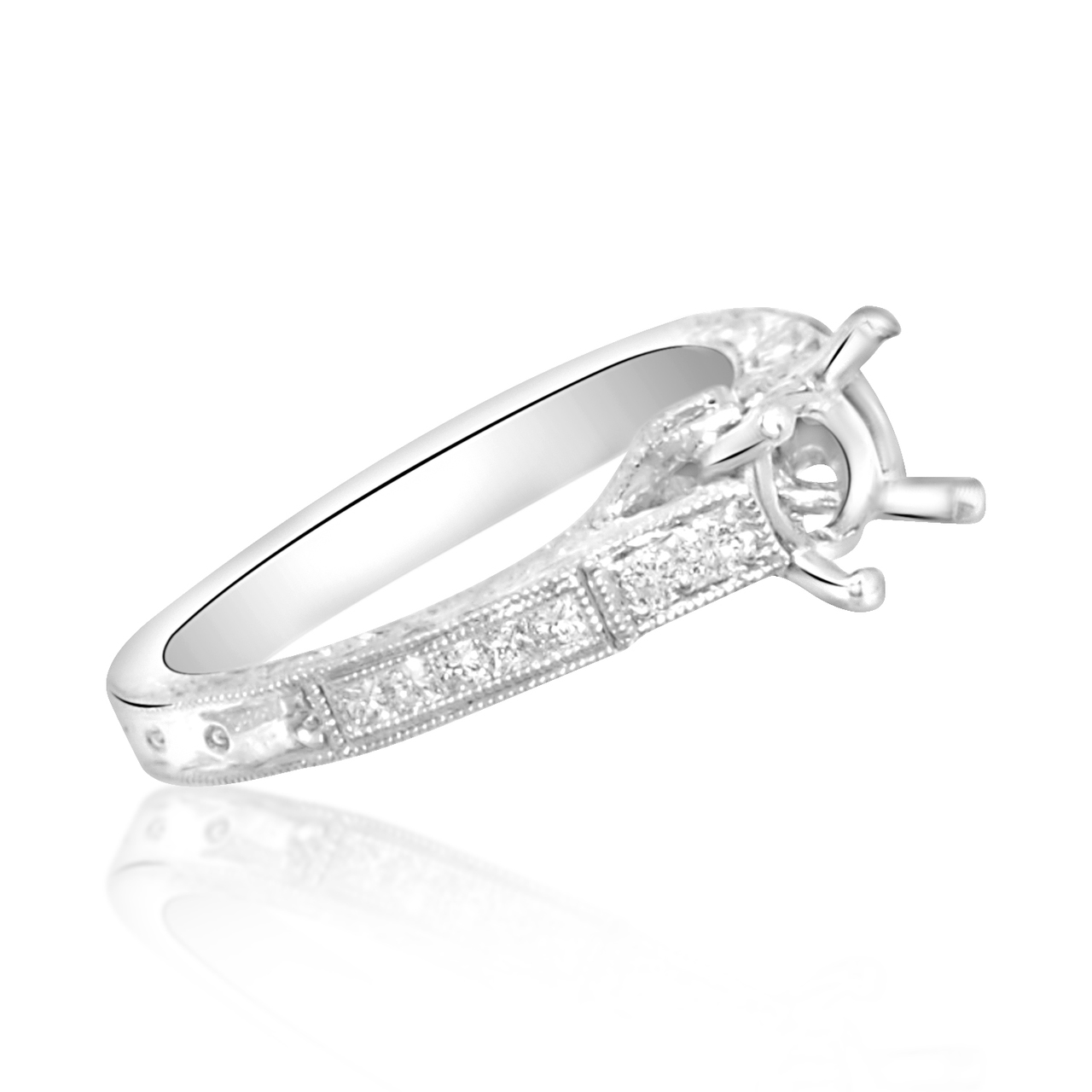 14K White Gold Engagement Ring Setting with .52 Diamond Accents 11002270 | Shin Brothers*