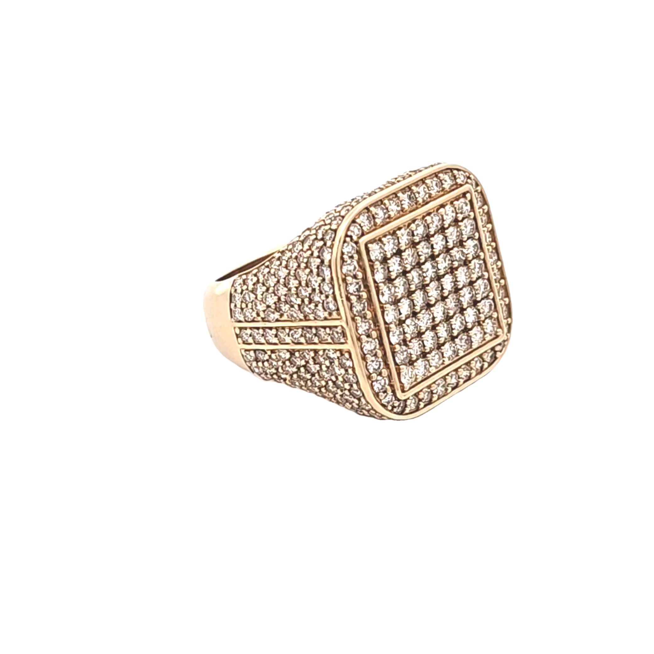  14K Yellow Gold Diamond Square Pave Ring 11007361 | Shin Brothers**