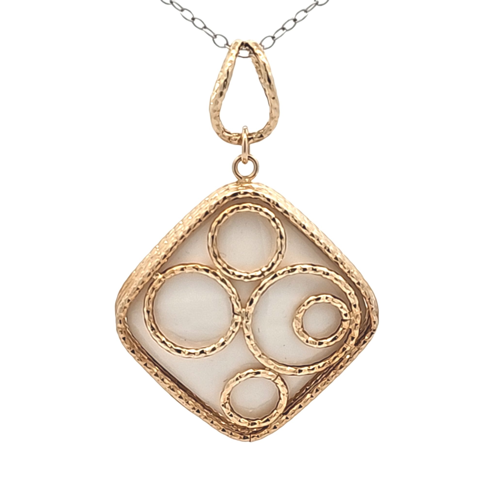 14K Yellow Gold Fancy Charm with White Agate 52002422 | Shin Brothers*