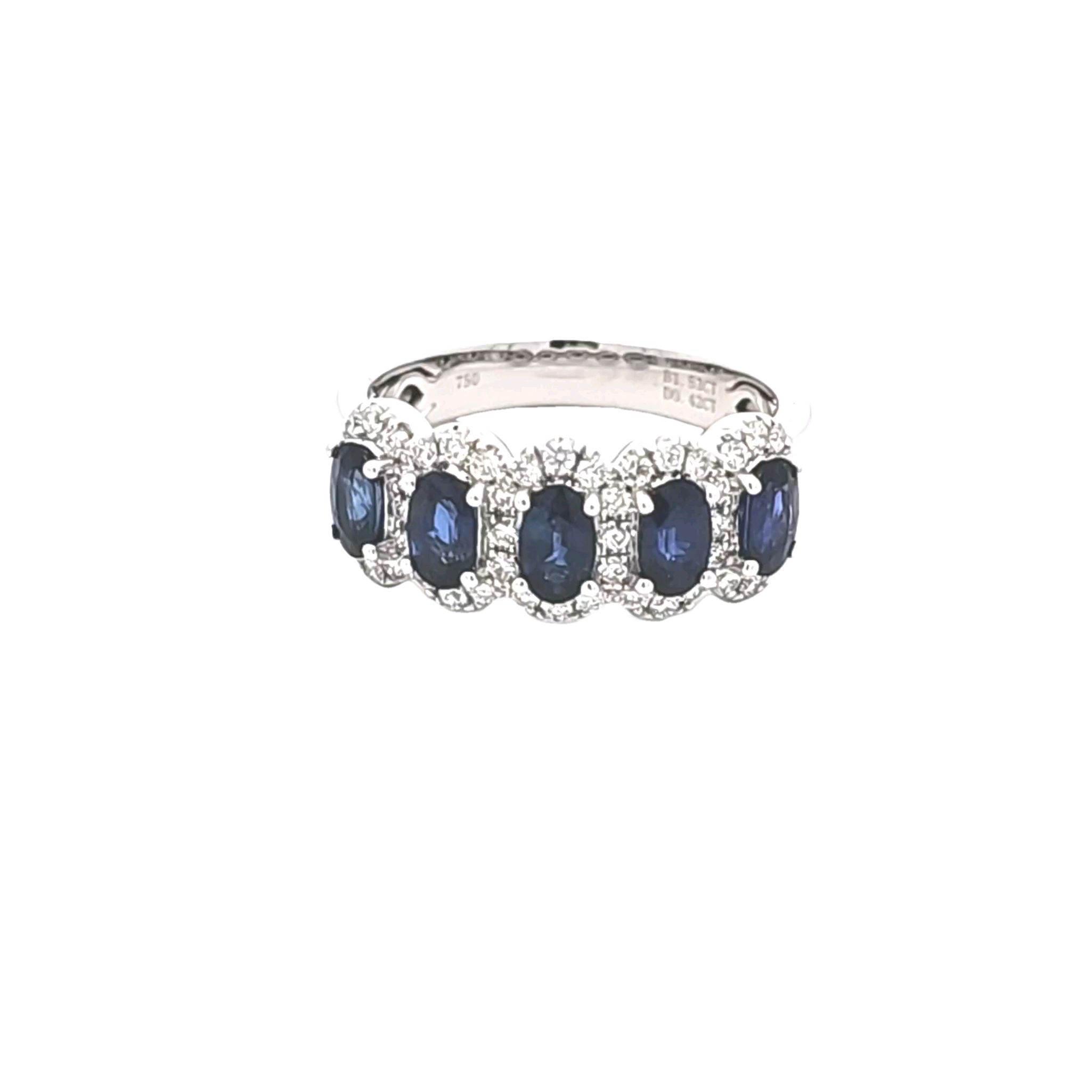 18K Yellow Gold Diamond & Oval Sapphire Band 11007371 | Shin Brothers** 