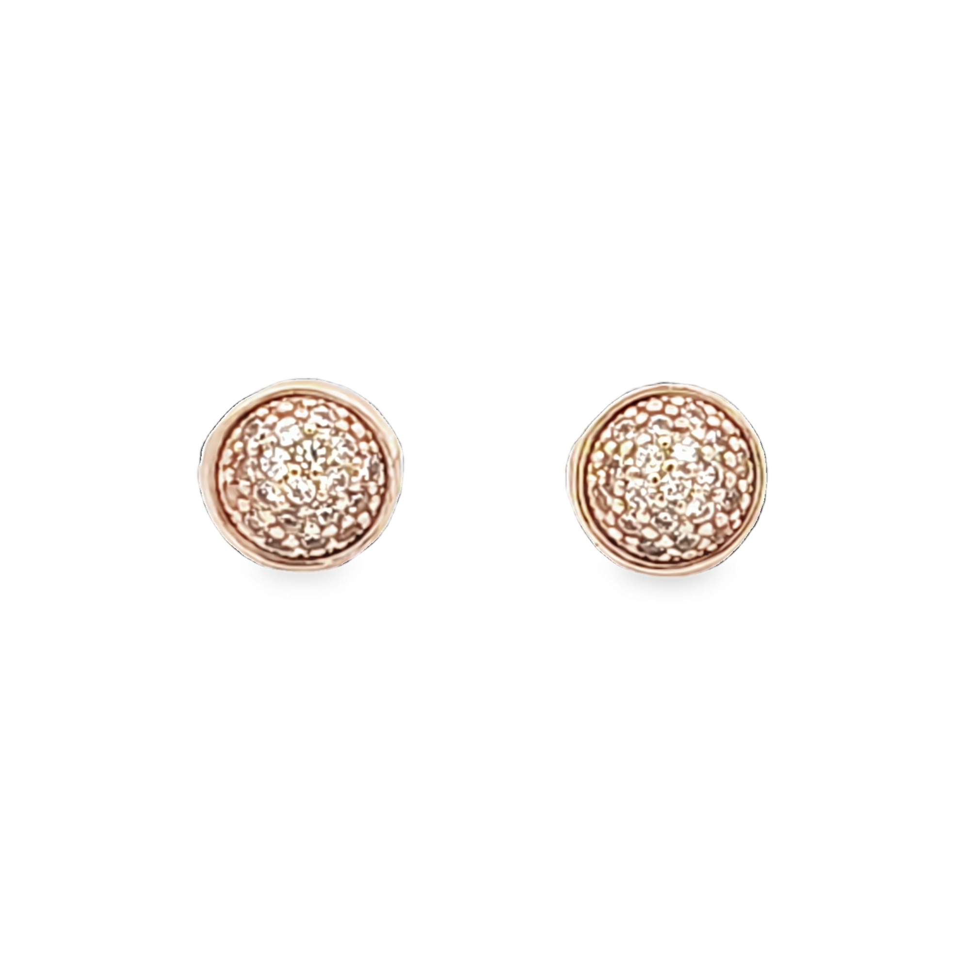 14K Yellow Gold Pavé Diamond Button Stud Earrings 41002816 | Shin Brothers Jewelers Inc.