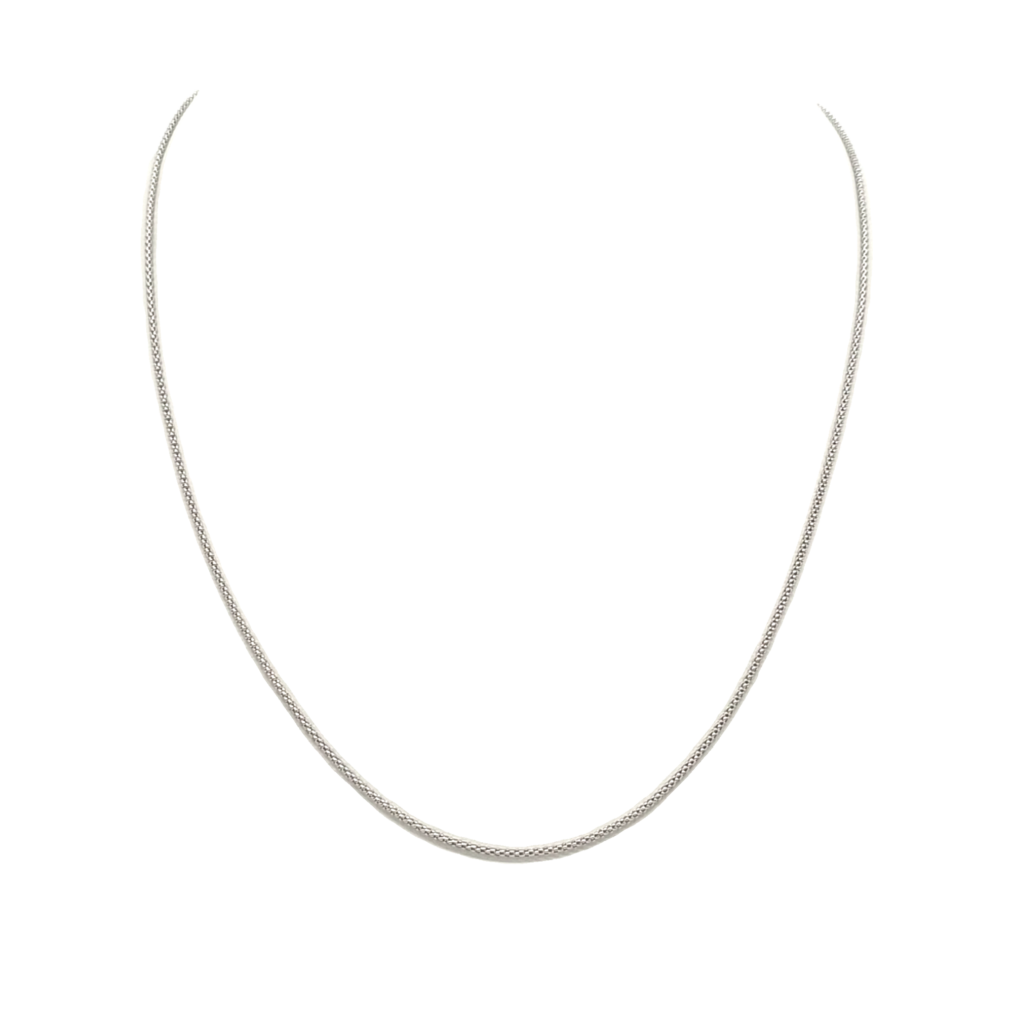 18K White Gold 24" Foxtail Chain 30004790 | Shin Brothers Jewelers Inc.