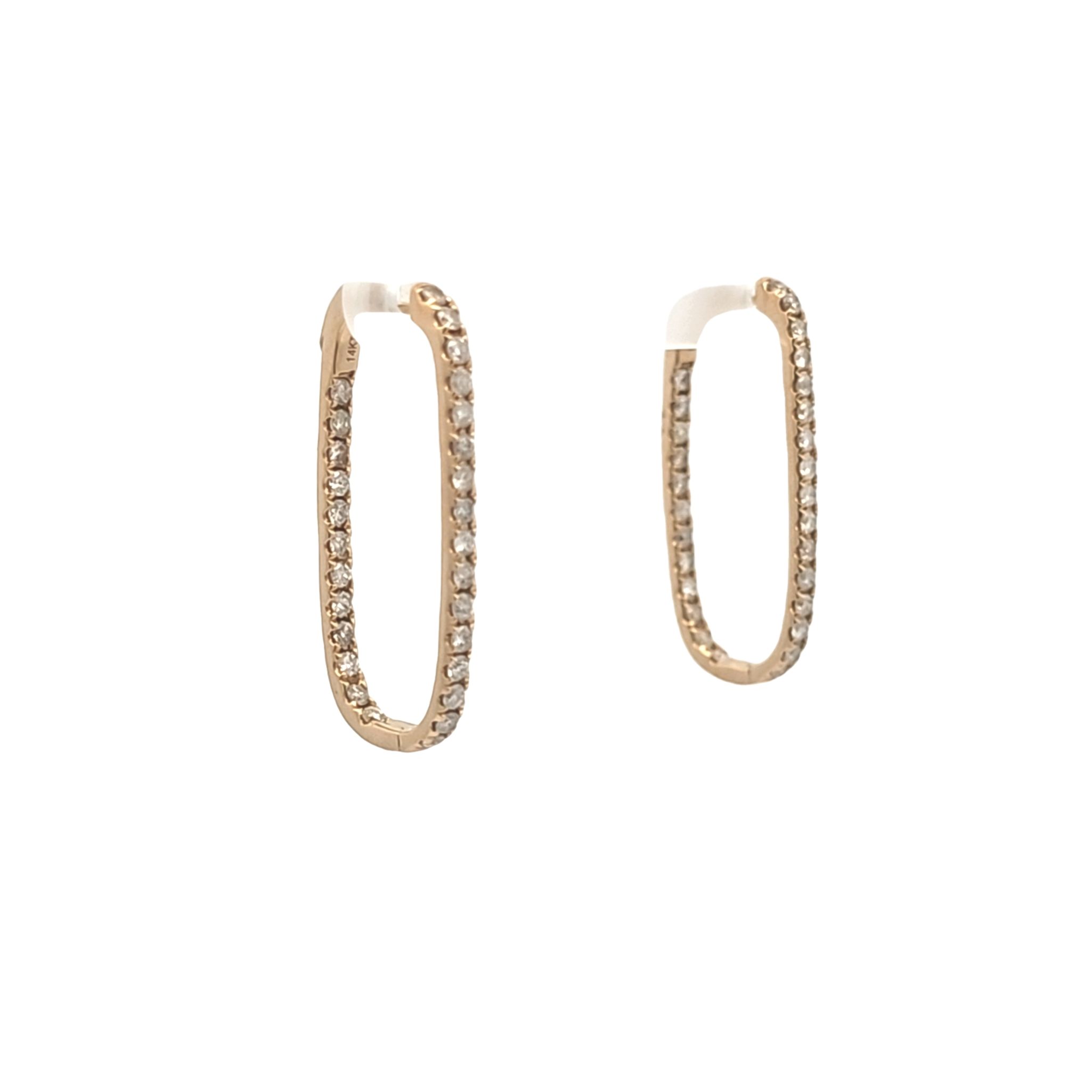 14K Yellow Gold 1.75ctw Diamond Oval Hoop Earrings 41002825 | Shin Brothers*