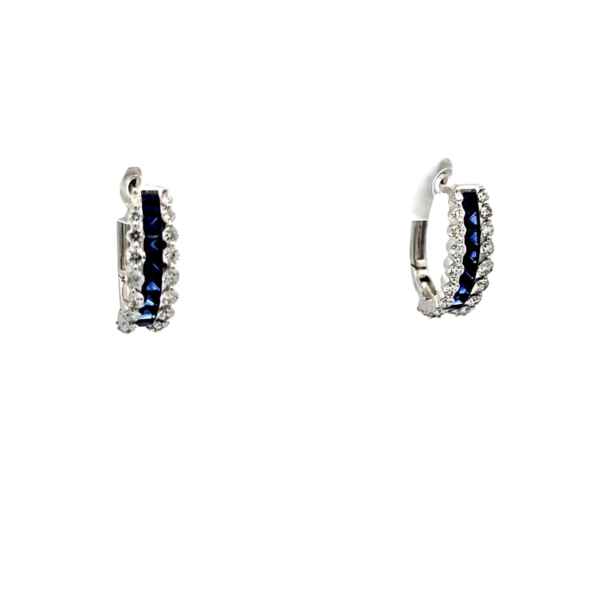 14K White Gold Sapphire/Diamond Huggie Earrings 42003568 | Shin Brothers** 14K White Gold Sapphire/Diamond Huggie Earrings 42003568 | Shin Brothers**