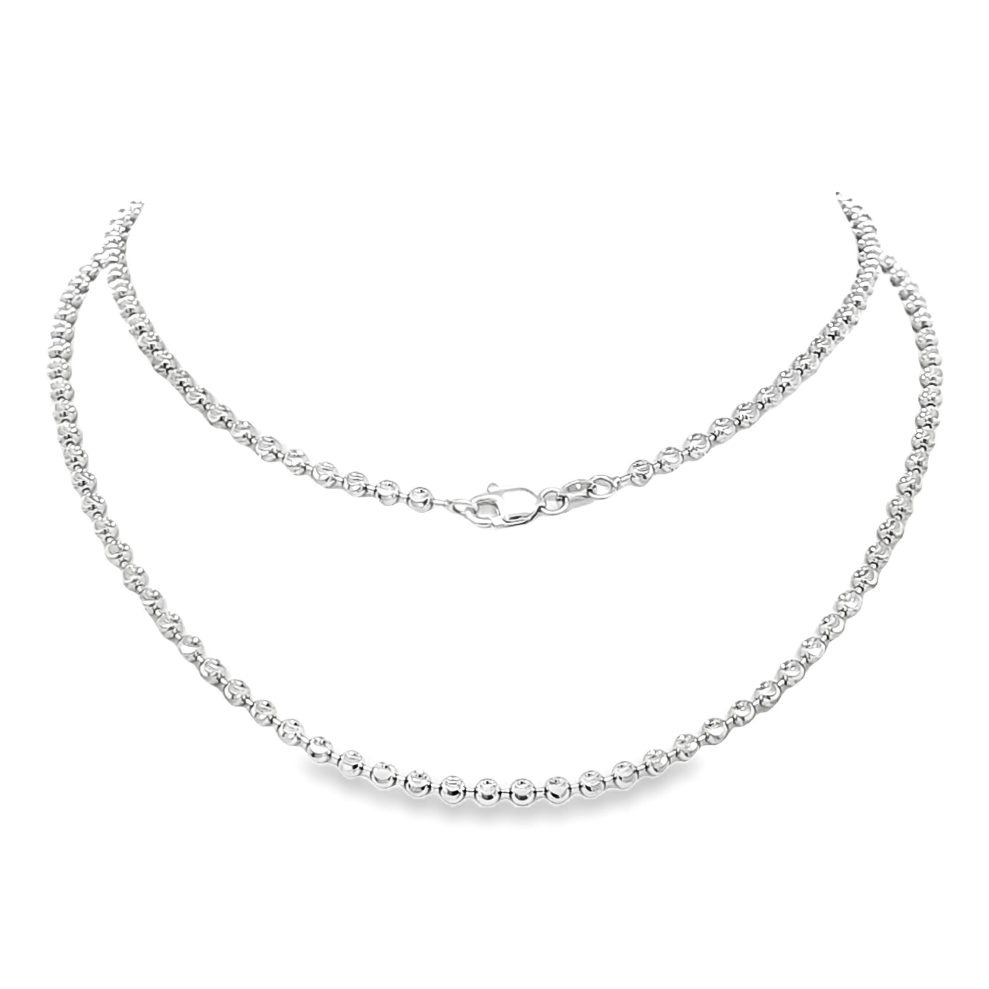 14K White Gold 26" Diamond Cut Bead Chain 32004808 | Shin Brothers*