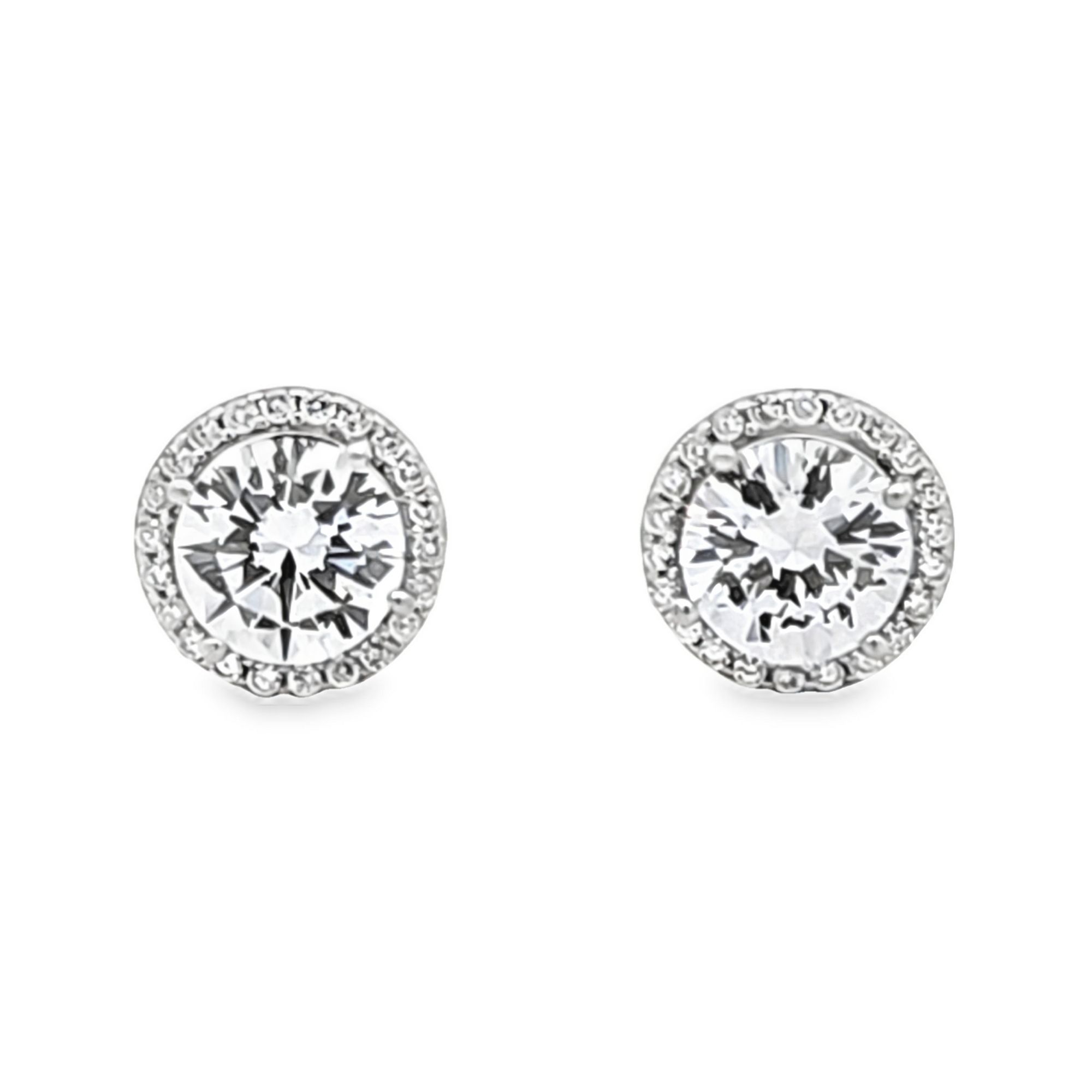 Sterling Silver Round CZ Halo Stud Earrings 84011089 | Shin Brothers*