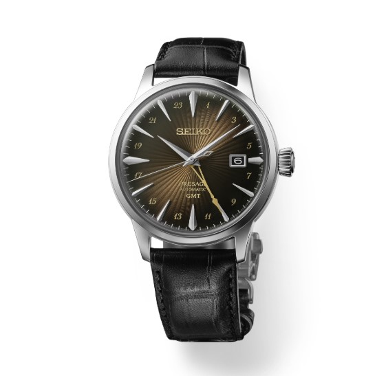 Seiko Presage SSK039 Cocktail Time Stainless Steel Automatic GMT Brown Dial Watch | Shin Brothers* 