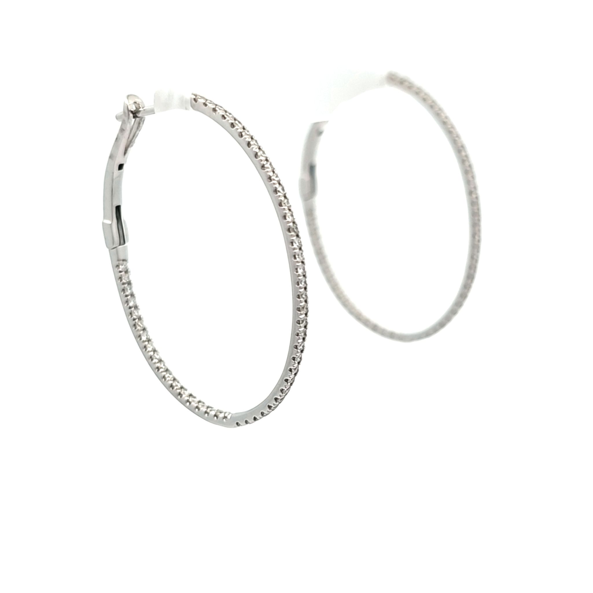 14K White Gold Diamond Oval Hoop Earrings 41002828 | Shin Brothers** 14K White Gold Diamond Oval Hoop Earrings 41002828 | Shin Brothers**