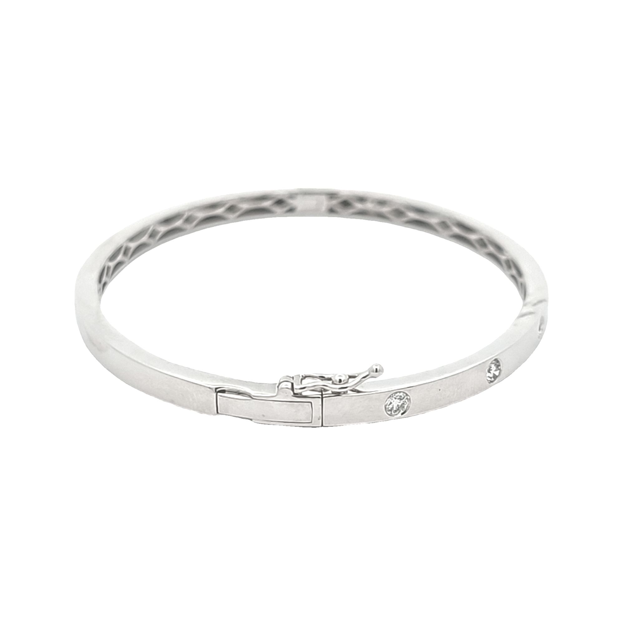 14K White Gold  Diamond .44 ct Oval Shape Bangle 21000996 | Shin Brothers**