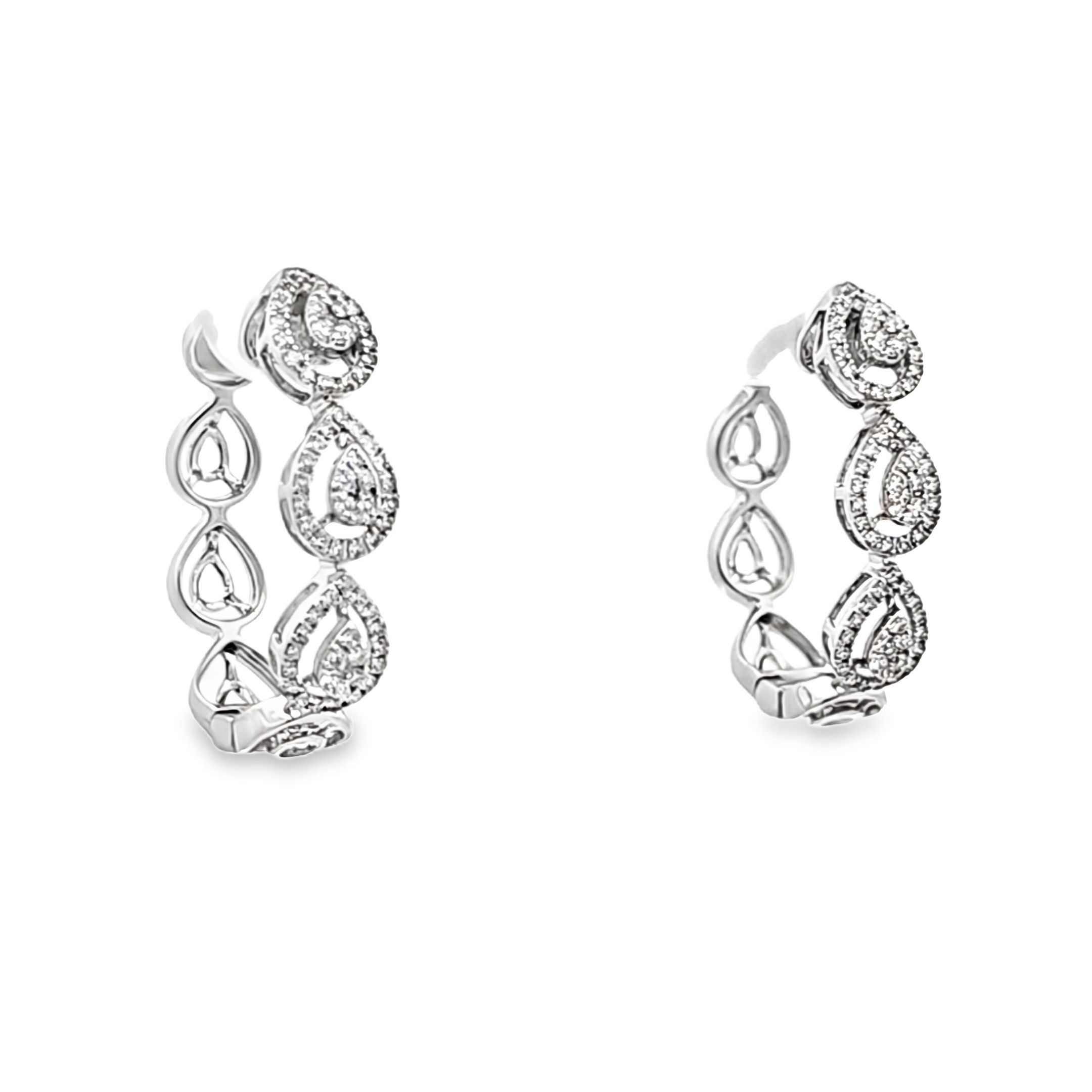 18K White Gold Diamond Teardrop Hoop Earrings 41002844 | Shin Brothers** 18K White Gold Diamond Teardrop Hoop Earrings 41002844 | Shin Brothers**