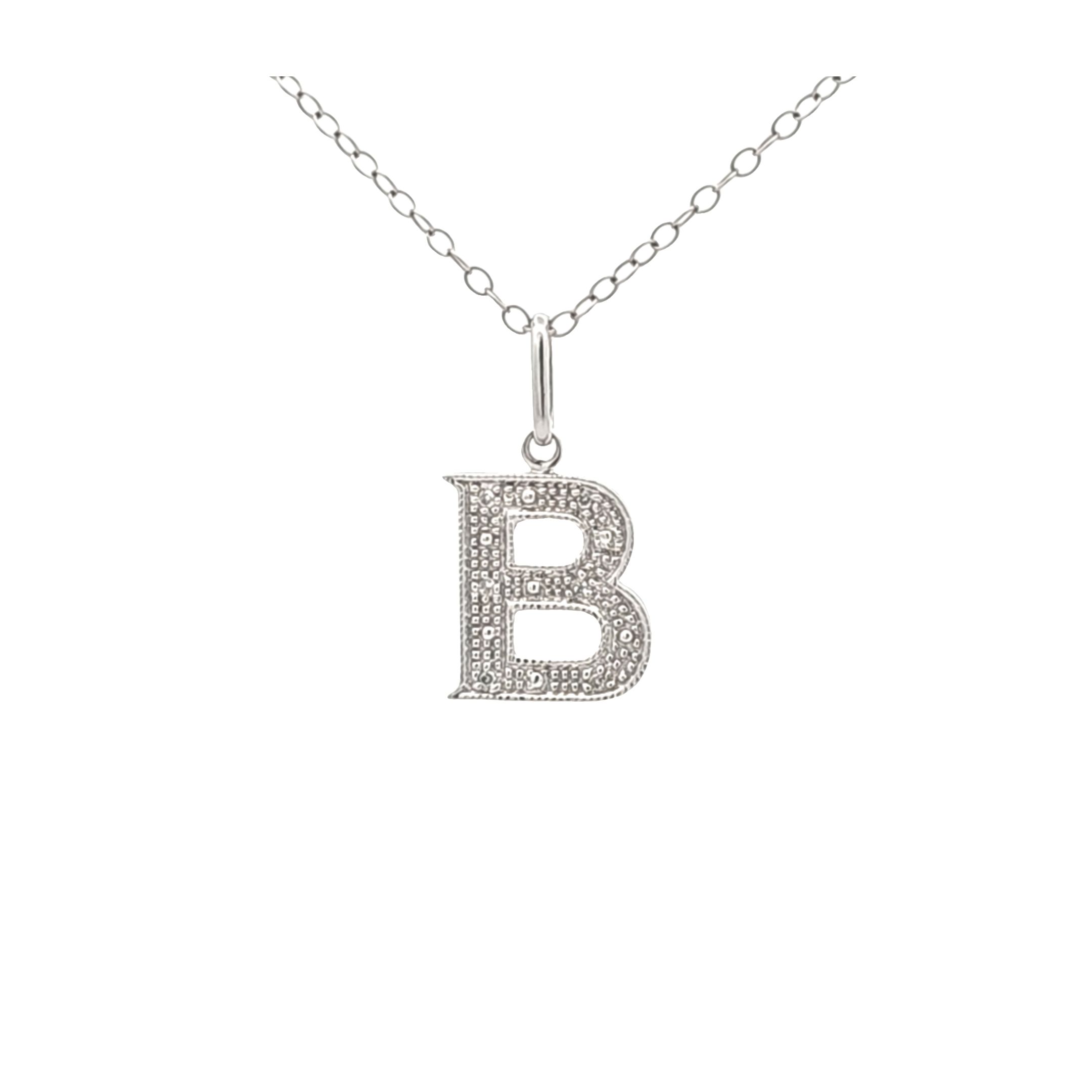 14K White Gold Diamond Initial "B" Charm 51002271 | Shin Brothers**