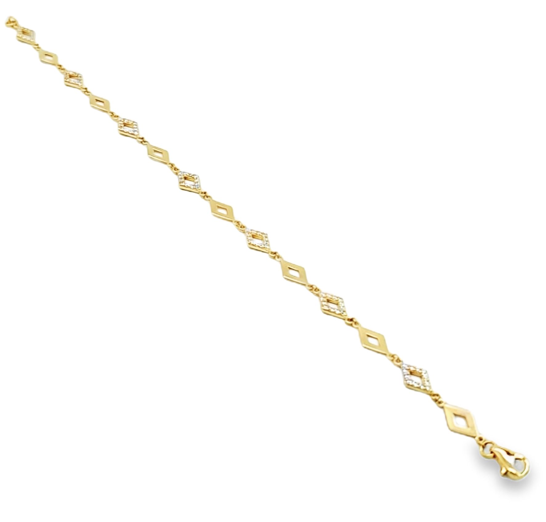 14K Yellow Gold 7" Cubic Zirconia Rhombus Bracelet | Shin Brothers Jewelers Inc.