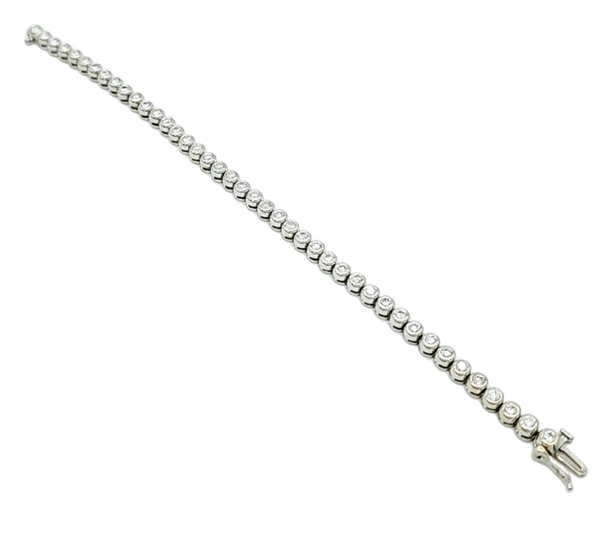 14K White Gold Bezel Diamond Tennis Bracelet | Shin Brothers Jewelers Inc.