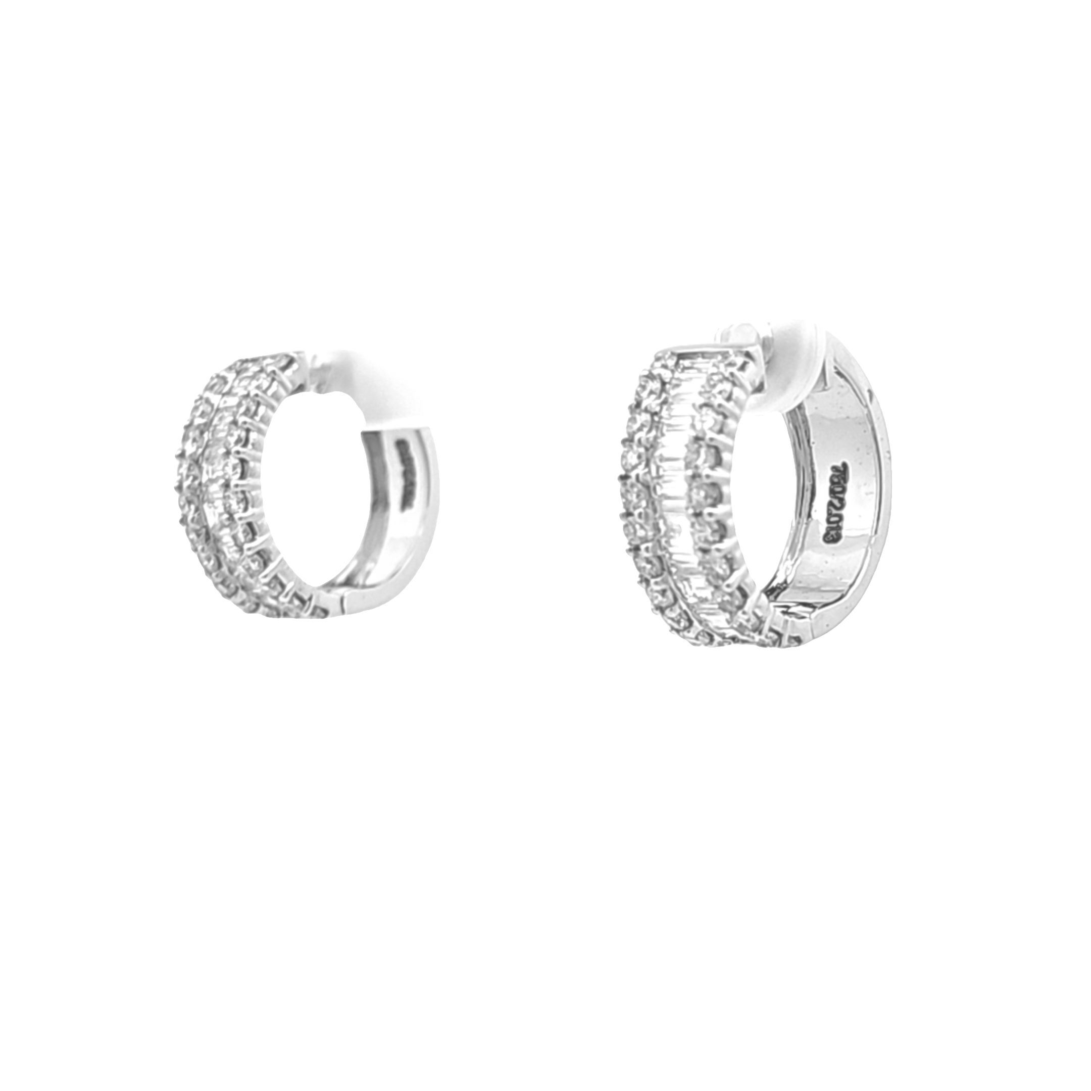 18K White Gold Diamond Hoop Earrings 41002845 | Shin Brothers** 18K White Gold Diamond Hoop Earrings 41002845 | Shin Brothers**