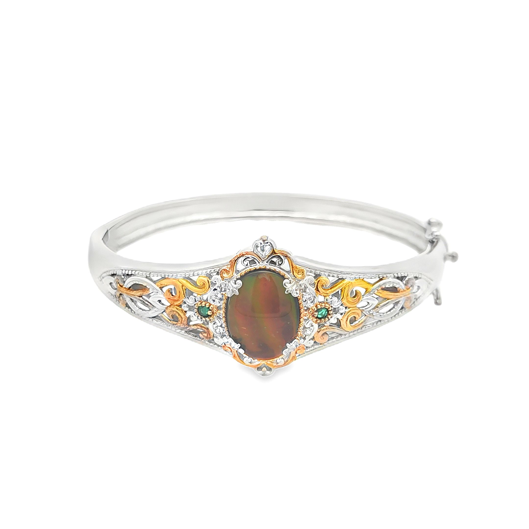 Sterling Silver 7.5" Fancy Multicolor Stone Bangle | Shin Brothers Sterling Silver 7.5" Fancy Multicolor Stone Bangle | Shin Brothers
