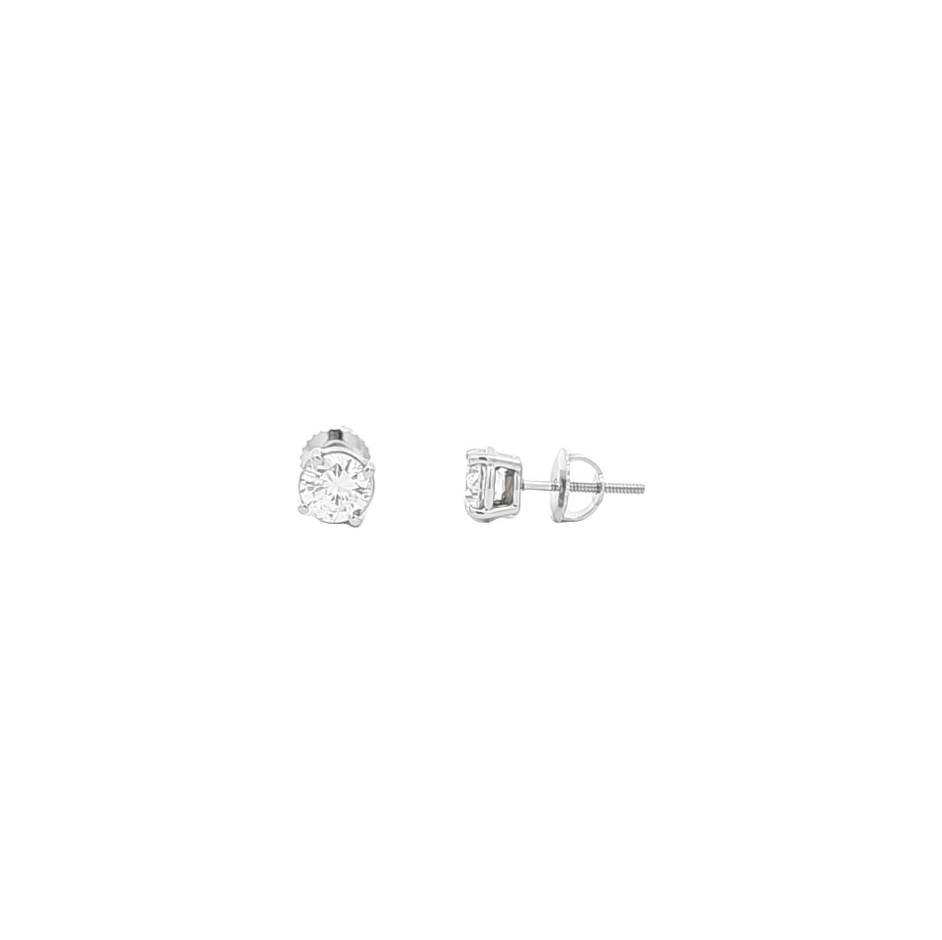 14K White Gold Diamond Stud Screw Back Earrings 41002857 | Shin Brothers**