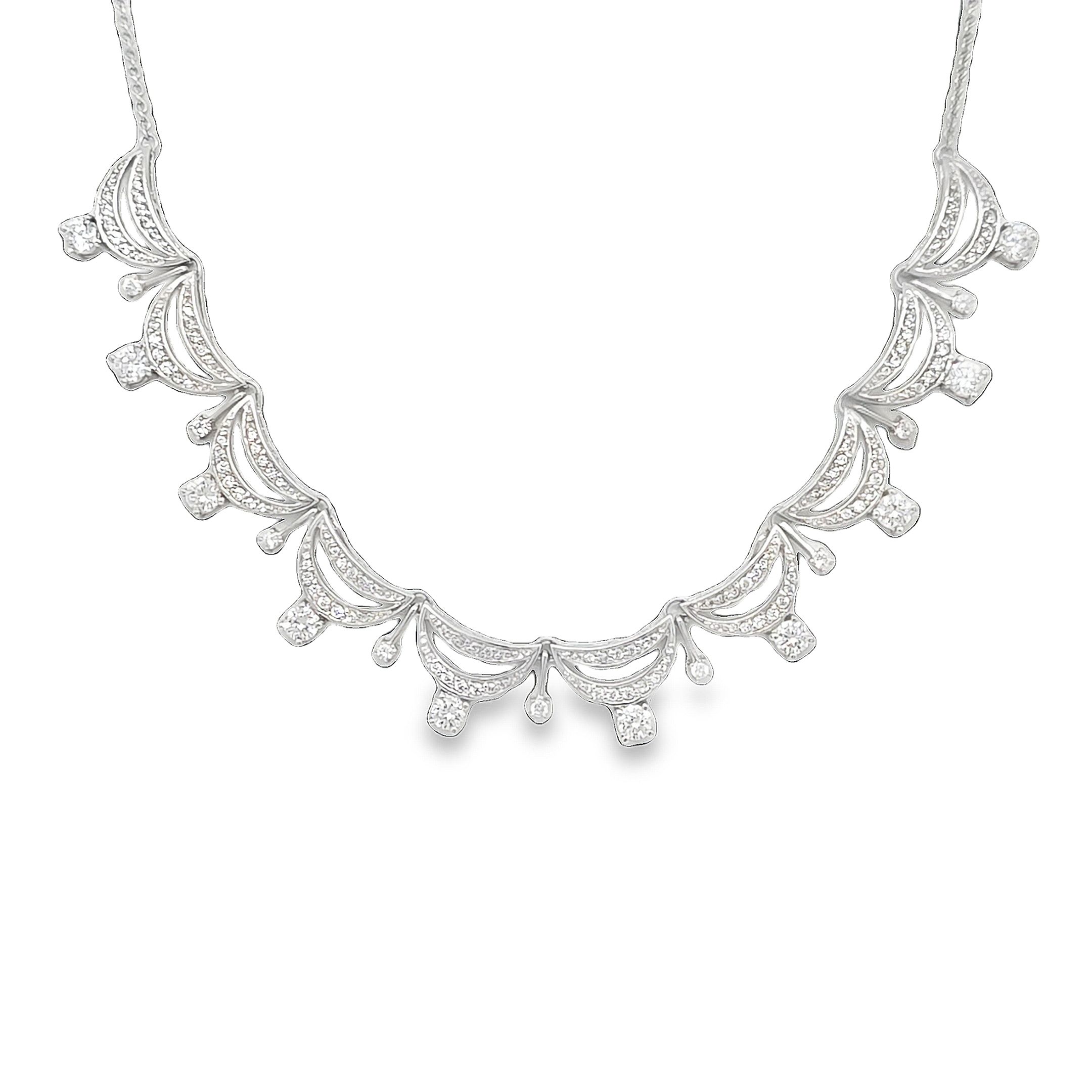 Sterling Silver CZ Moon Design Necklace 83011643 | Shin Brothers**