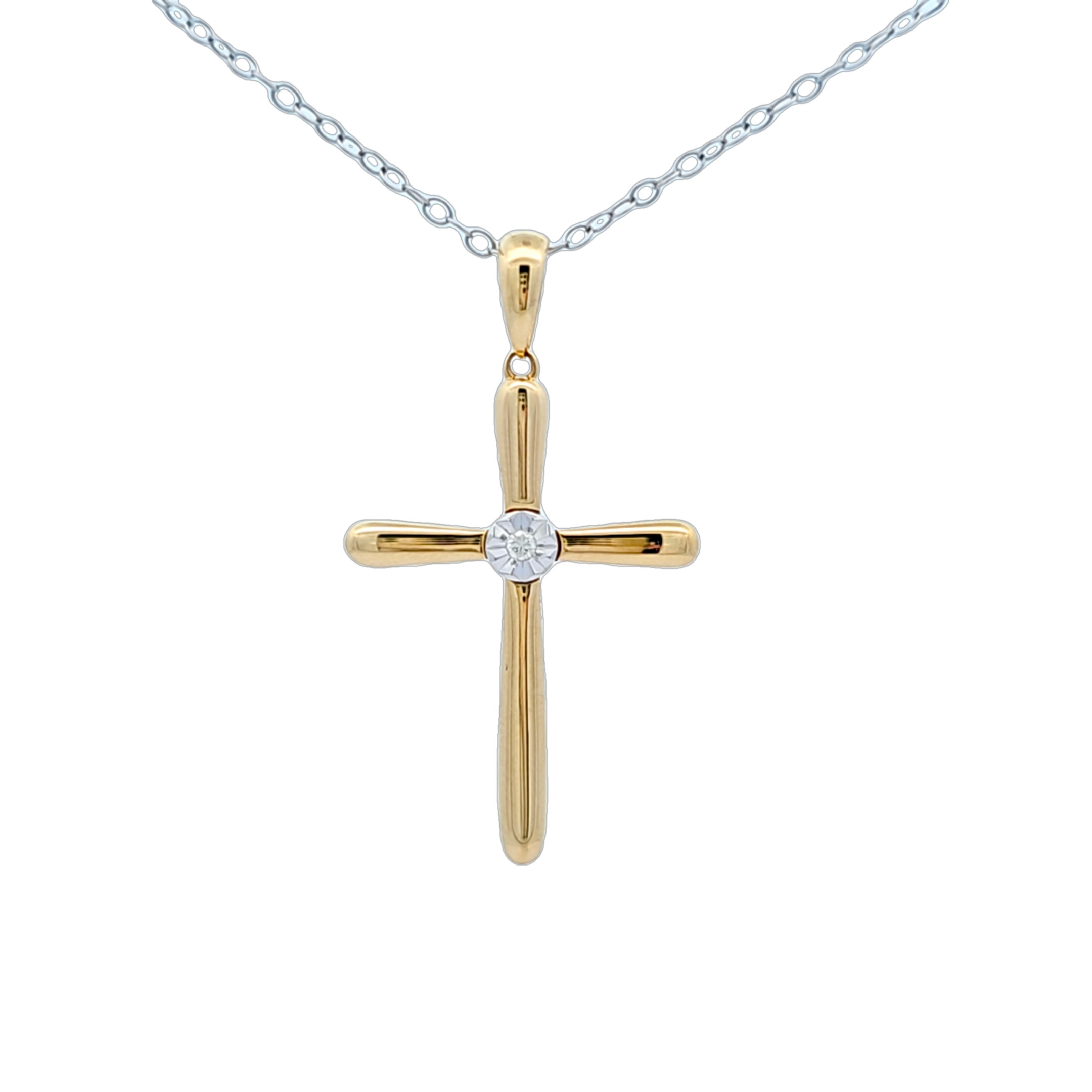 14K Yellow Gold Cross Charm with Diamond Accent 51002248 | Shin Brothers*