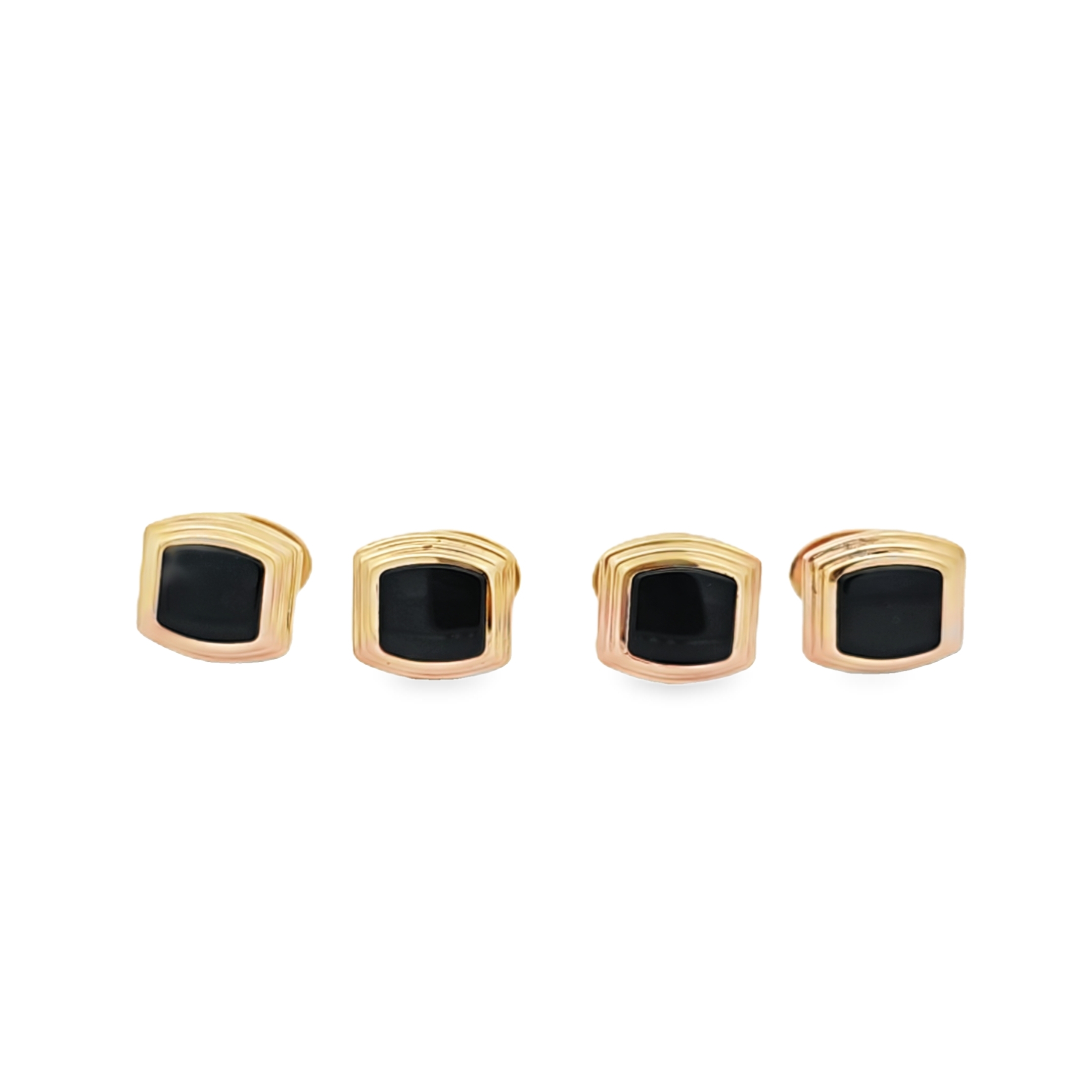 14K Yellow Gold 4pc Onyx Button Set 53000102 | Shin Brothers*