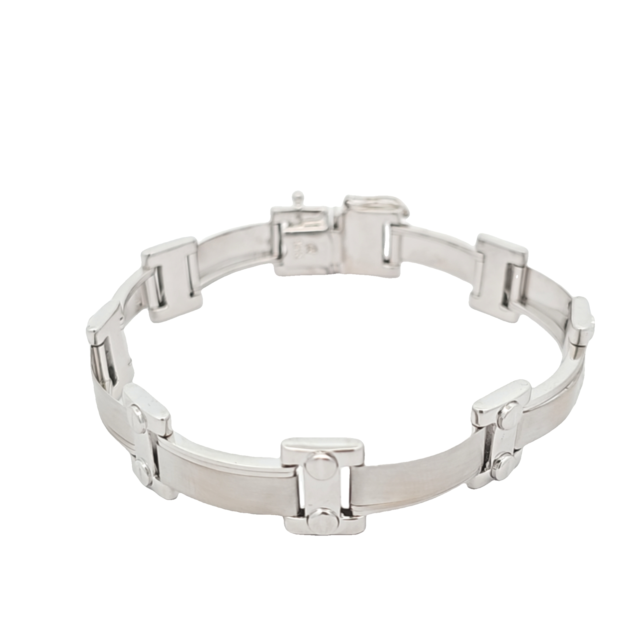 14K White Gold Screw Bar Link Design Bracelet 20002278 | Shin Brothers*