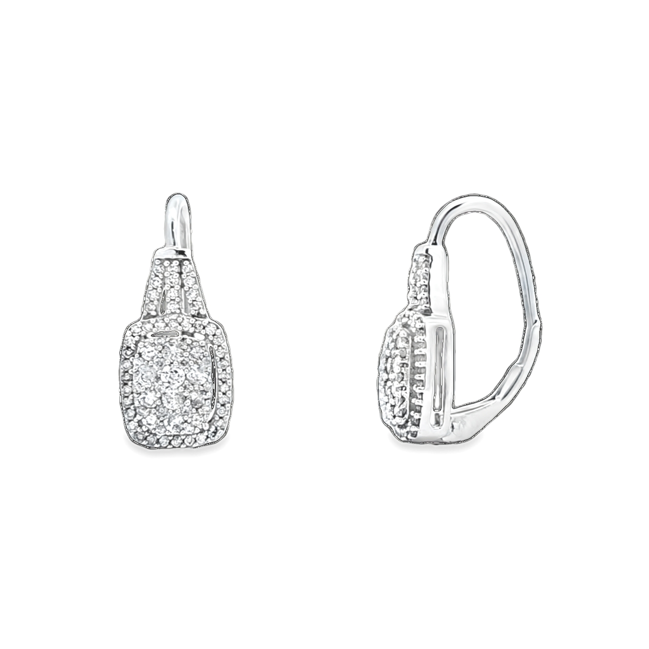 14K White Gold 3/4 ctw Diamond Lever Back Earrings 41002865 | Shin Brothers*