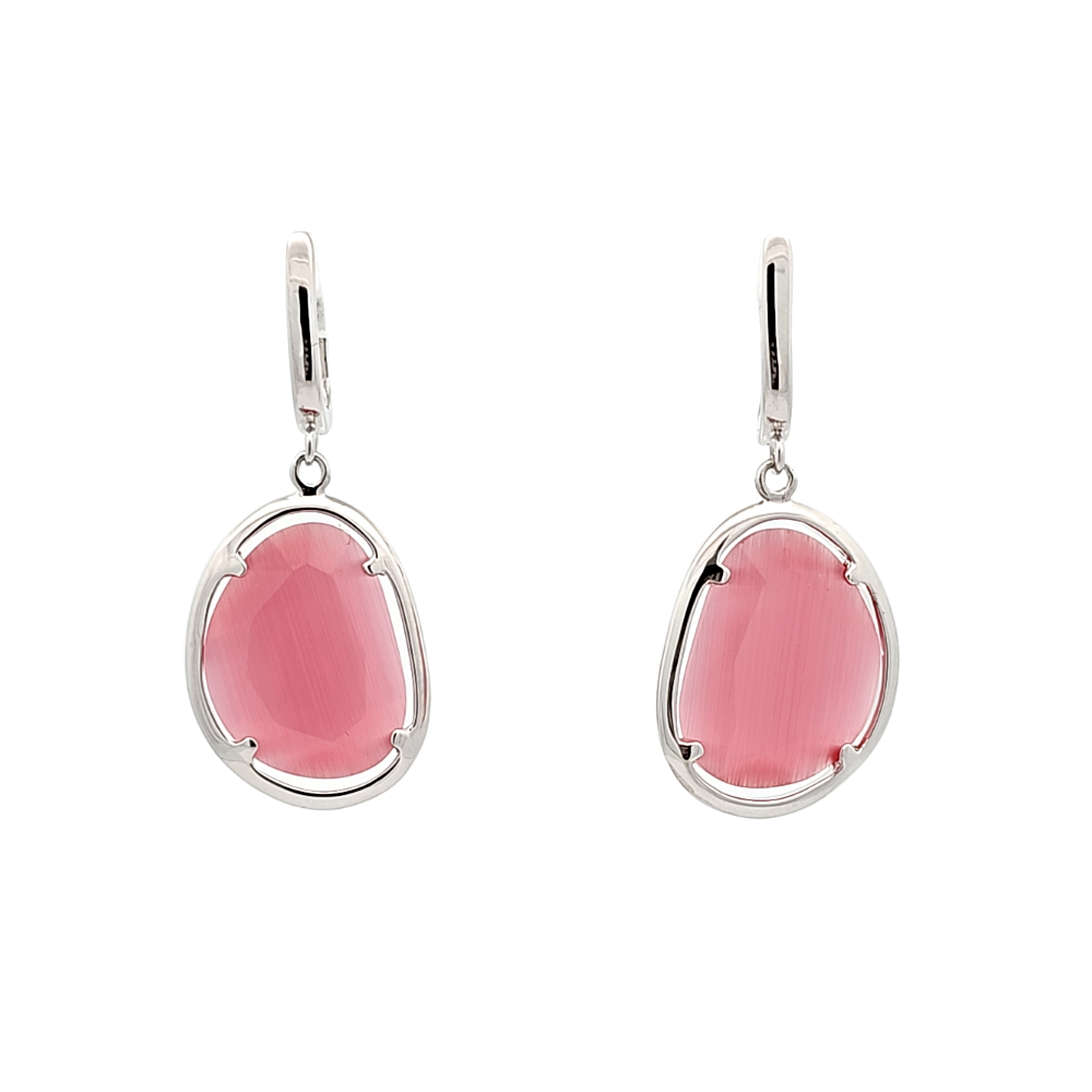 Sterling Silver Red Cats Eye Faceted Stone Earrings | Shin Brothers Jewelers Inc.