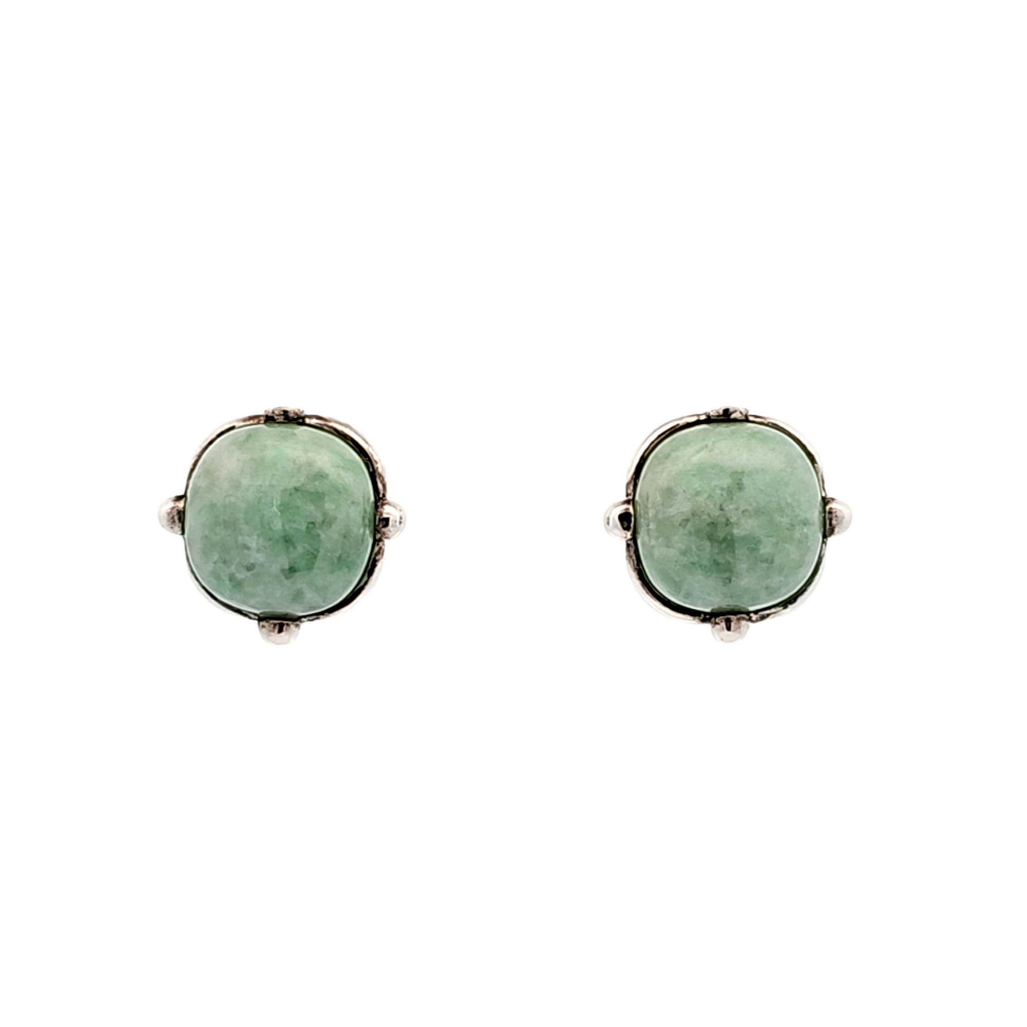 Sterling Silver Green Jade Stud Earrings | Shin Brothers Jewelers Inc.