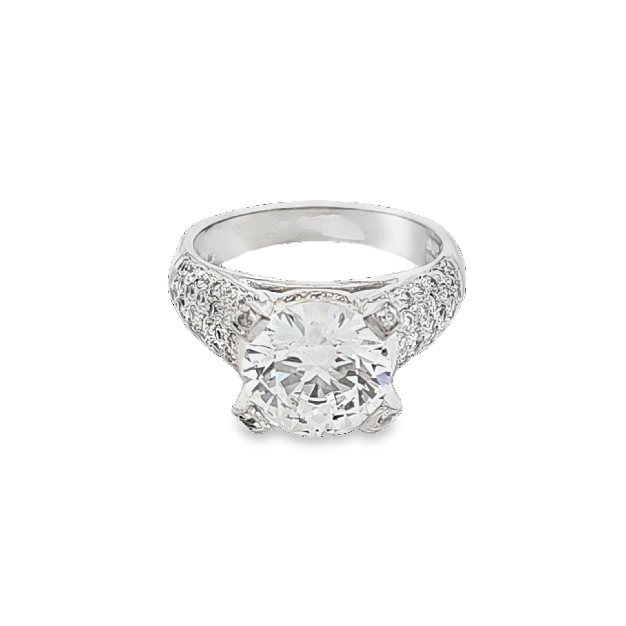 Sterling Silver CZ Engagement Ring | Shin Brothers Jewelers Inc.