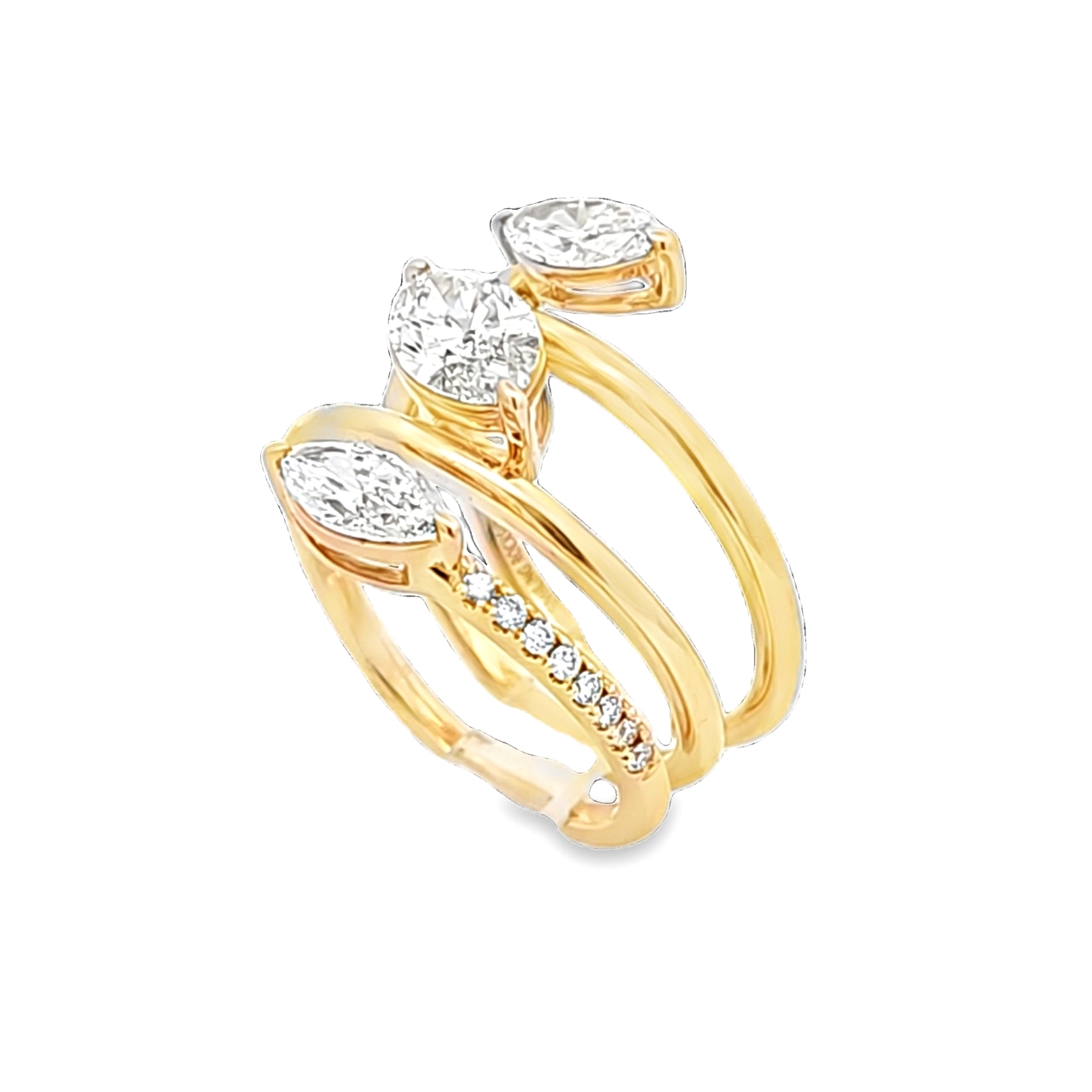 14K Yellow Gold Lab Grown Marquise Diamond Spiral Ring | Shin Brothers Jewelers Inc.