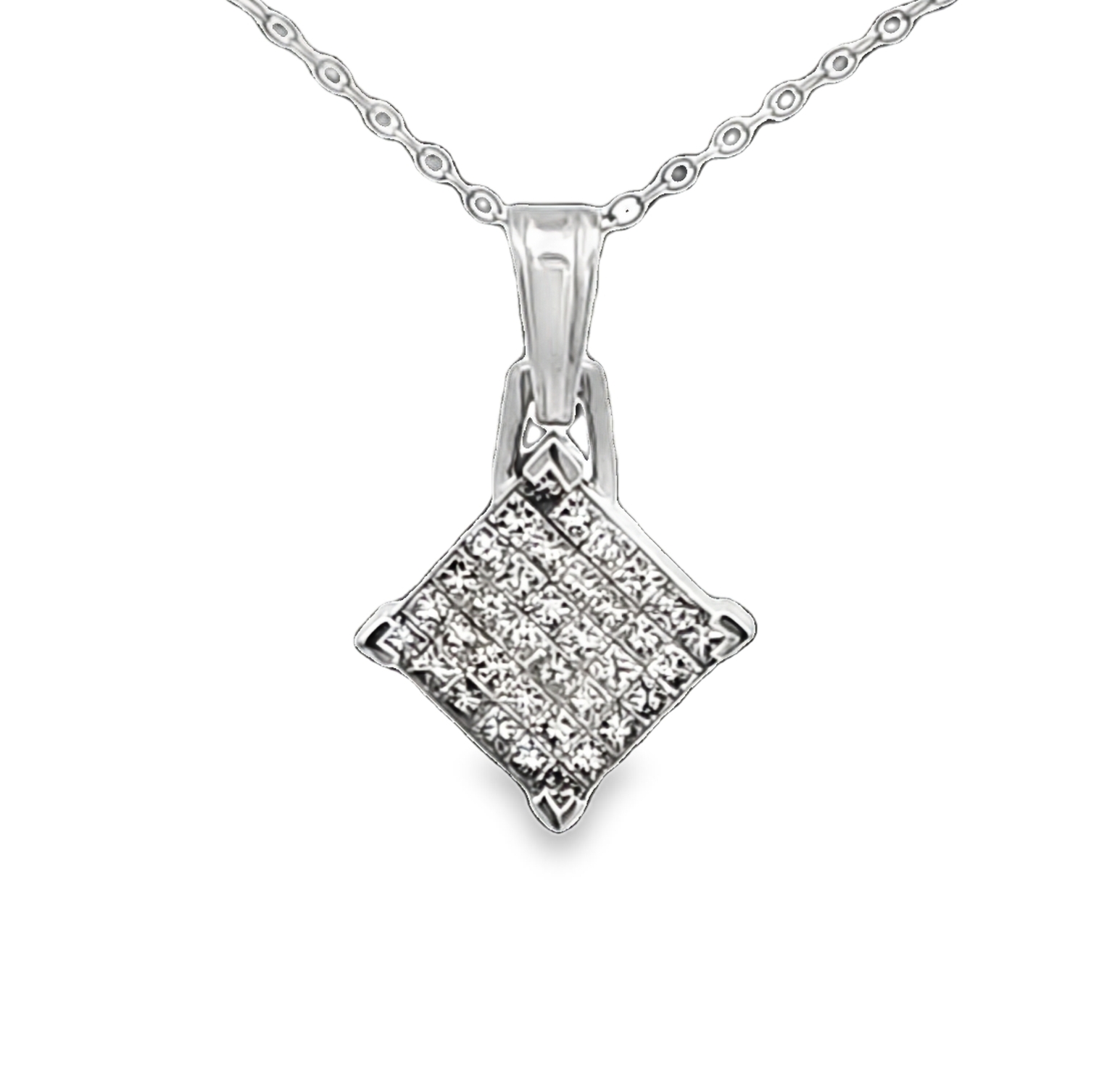18K White Gold Invisible Set Diamond Charm | Shin Brothers Jewelers Inc. 18K White Gold Invisible Set Diamond Charm | Shin Brothers Jewelers Inc.
