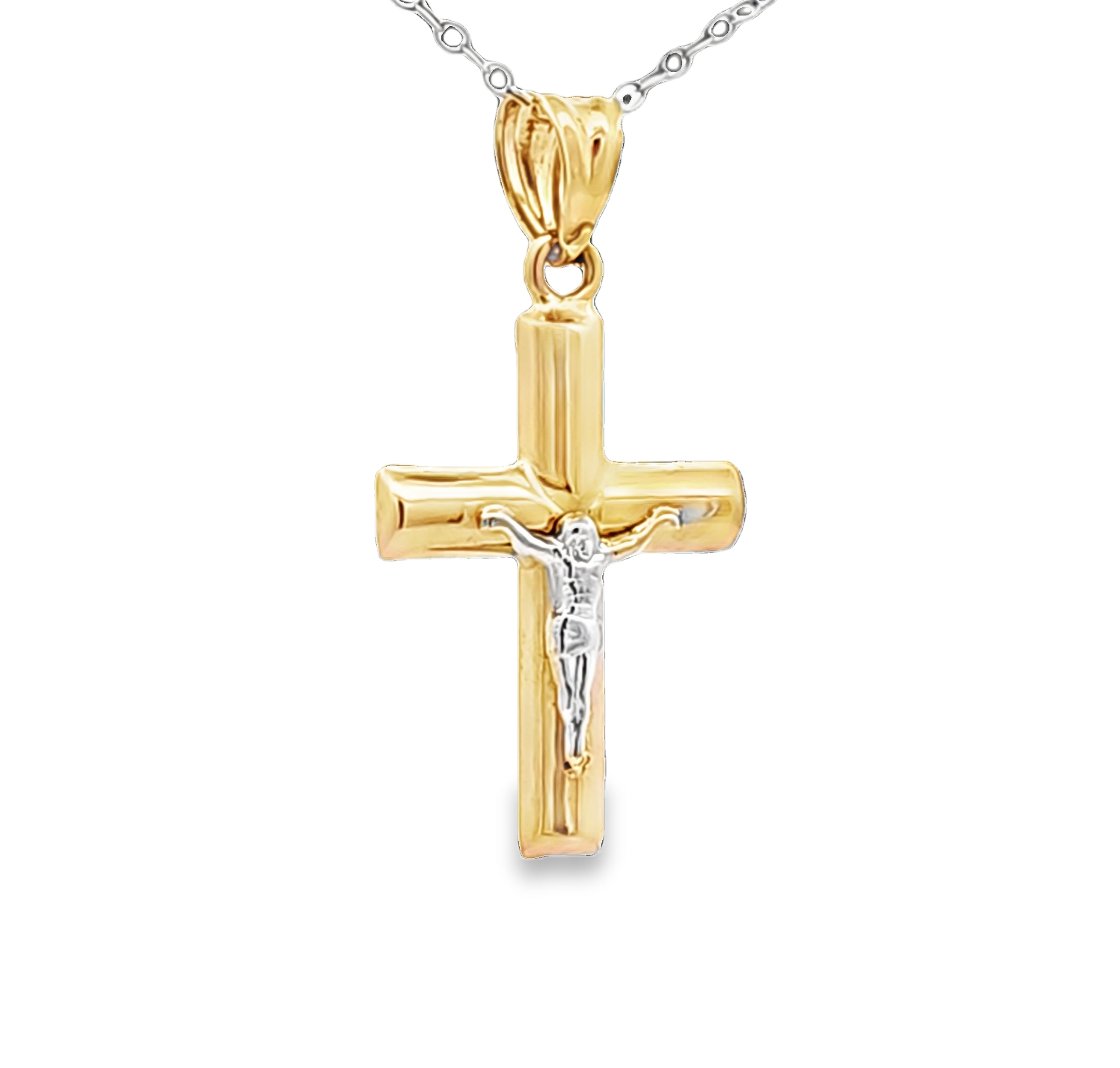 14K Two Tone Gold Crucifix Charm | Shin Brothers Jewelers Inc. 14K Two Tone Gold Crucifix Charm | Shin Brothers Jewelers Inc.