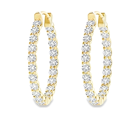 14K Yellow Gold  Lab Grown Diamond  3.19 carat Inside Out Hoop Earrings 41002899 | Shin Brothers**