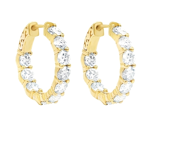 14K Yellow Gold  Lab Grown Diamond  4.42 carat Inside Out Hoop Earrings 41002904 | Shin Brothers**