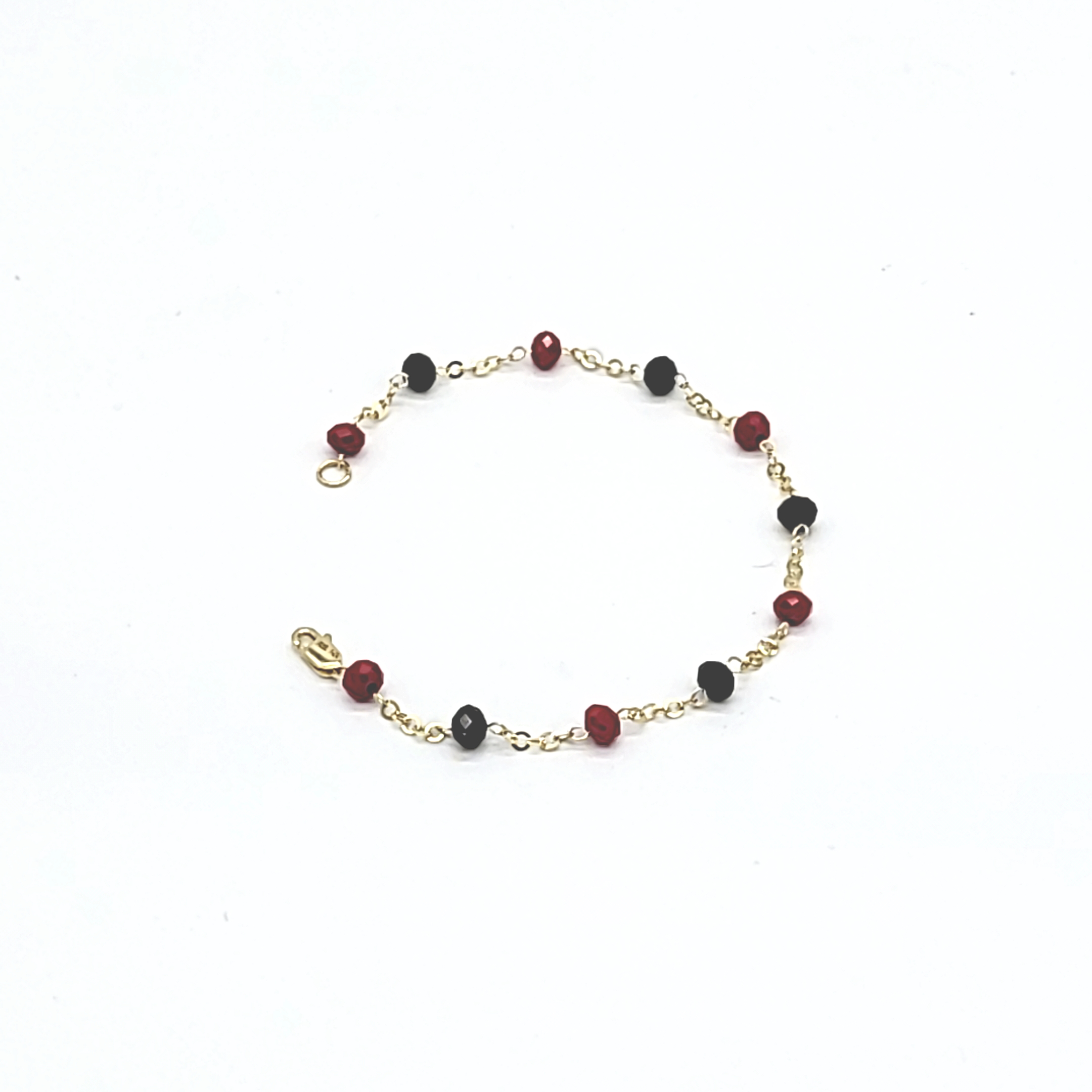 14K Yellow Gold Black/ Red Bead Bracelet | Shin Brothers