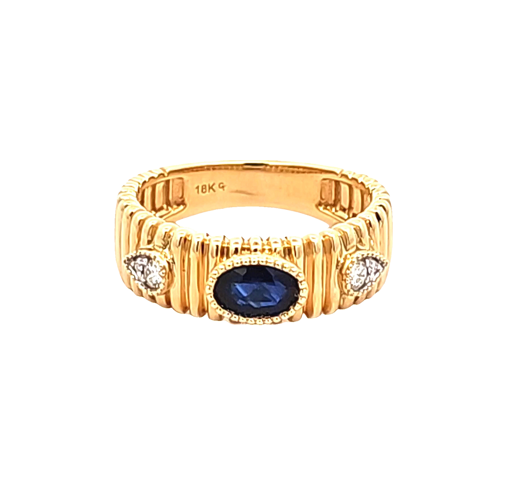 18K Yellow Gold Diamond Sapphire Ring | Shin Brothers Jewelers Inc.