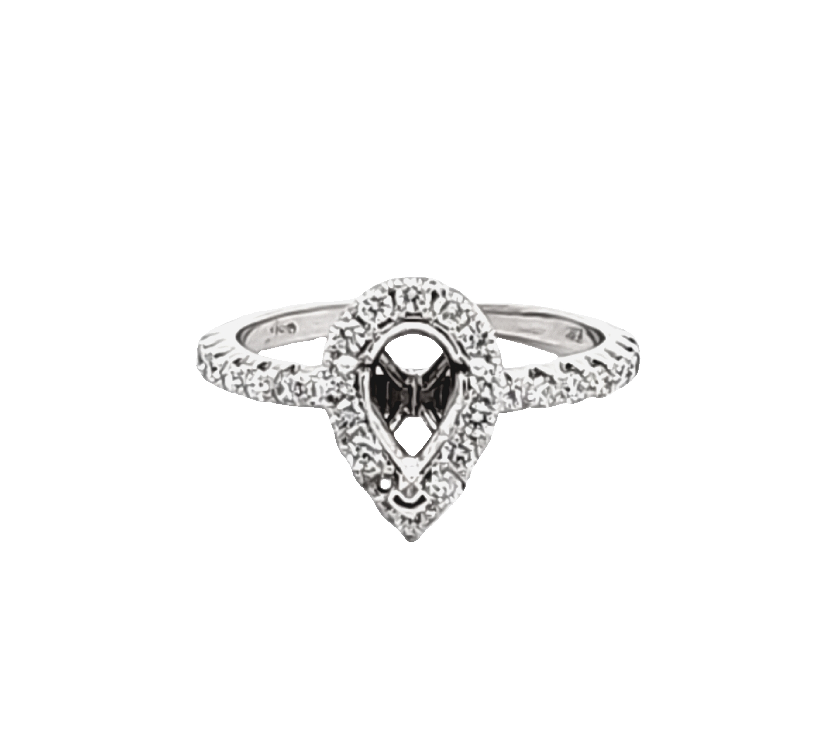 14K White Gold Diamond Accent Pear-Cut Engagement Ring Setting | Shin Brothers Jewelers Inc.