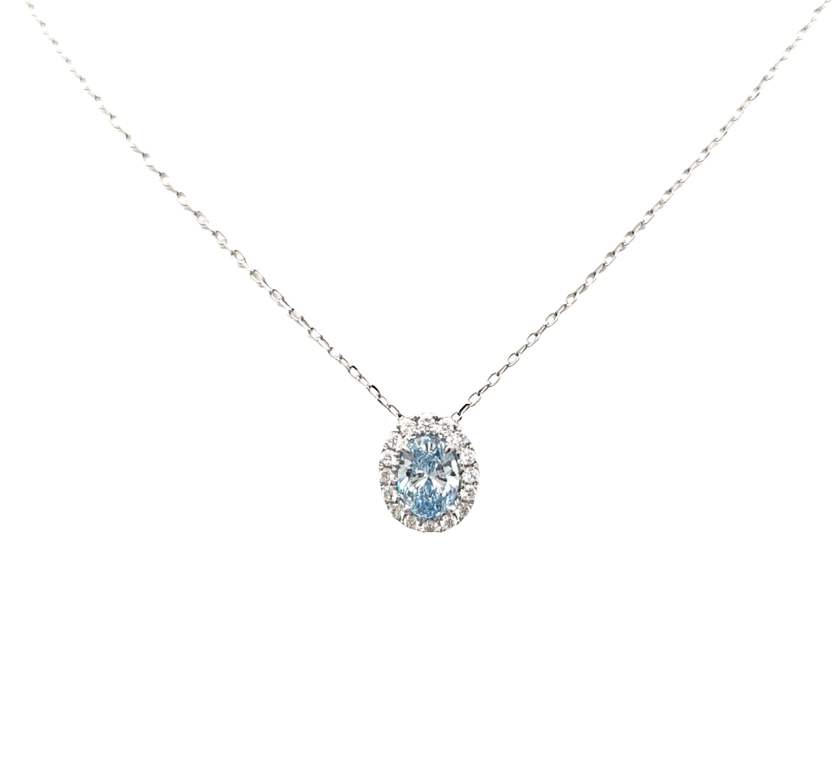 14K White Gold 1.05 ct Lab Grown Blue Diamond Necklace 31410001 | Shin Brothers 14K White Gold 1.05 ct Lab Grown Blue Diamond Necklace 31410001 | Shin Brothers