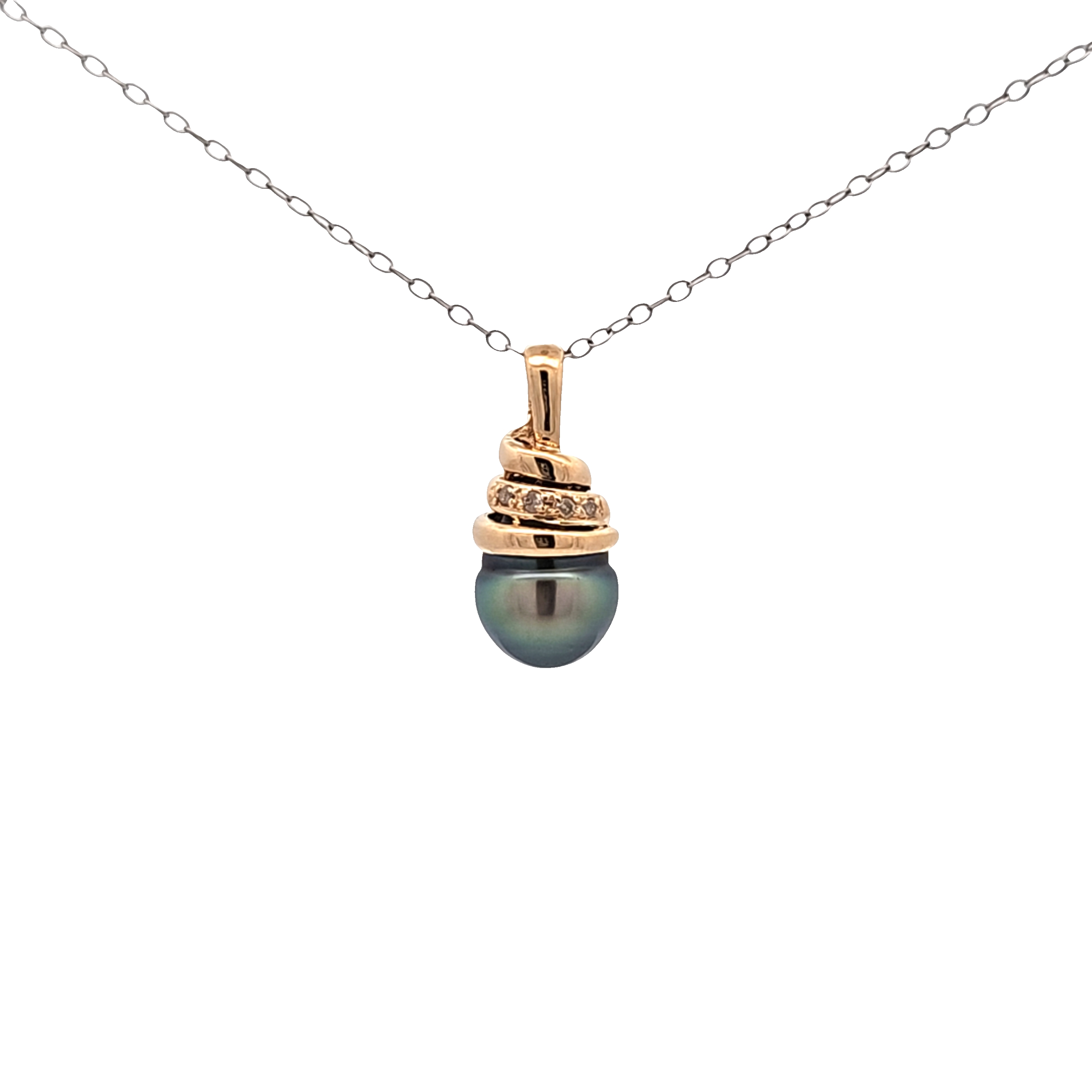 14K Yellow Gold Grey Pearl Pendant  | Shin Brothers