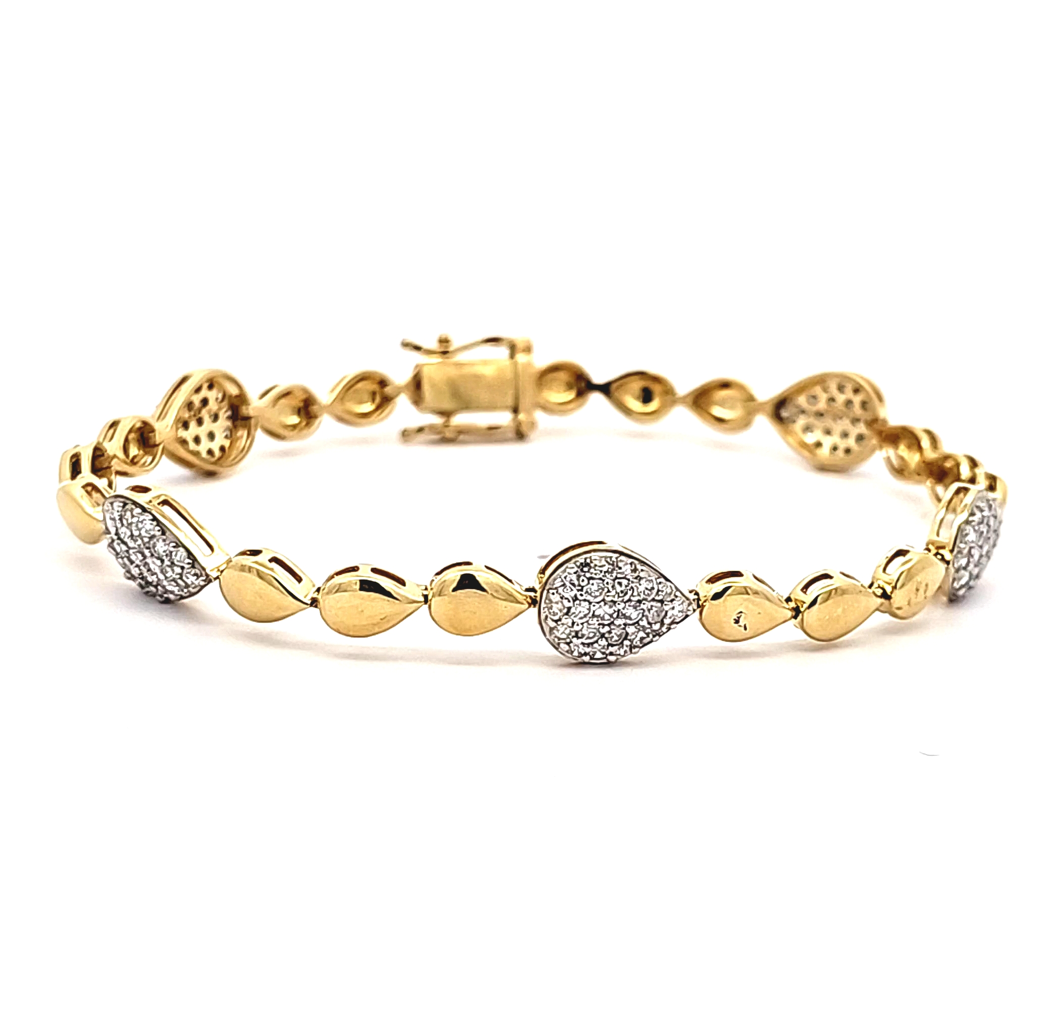 14K Yellow Gold Diamond Teardrop Bracelet 21001019 | Shin Brothers