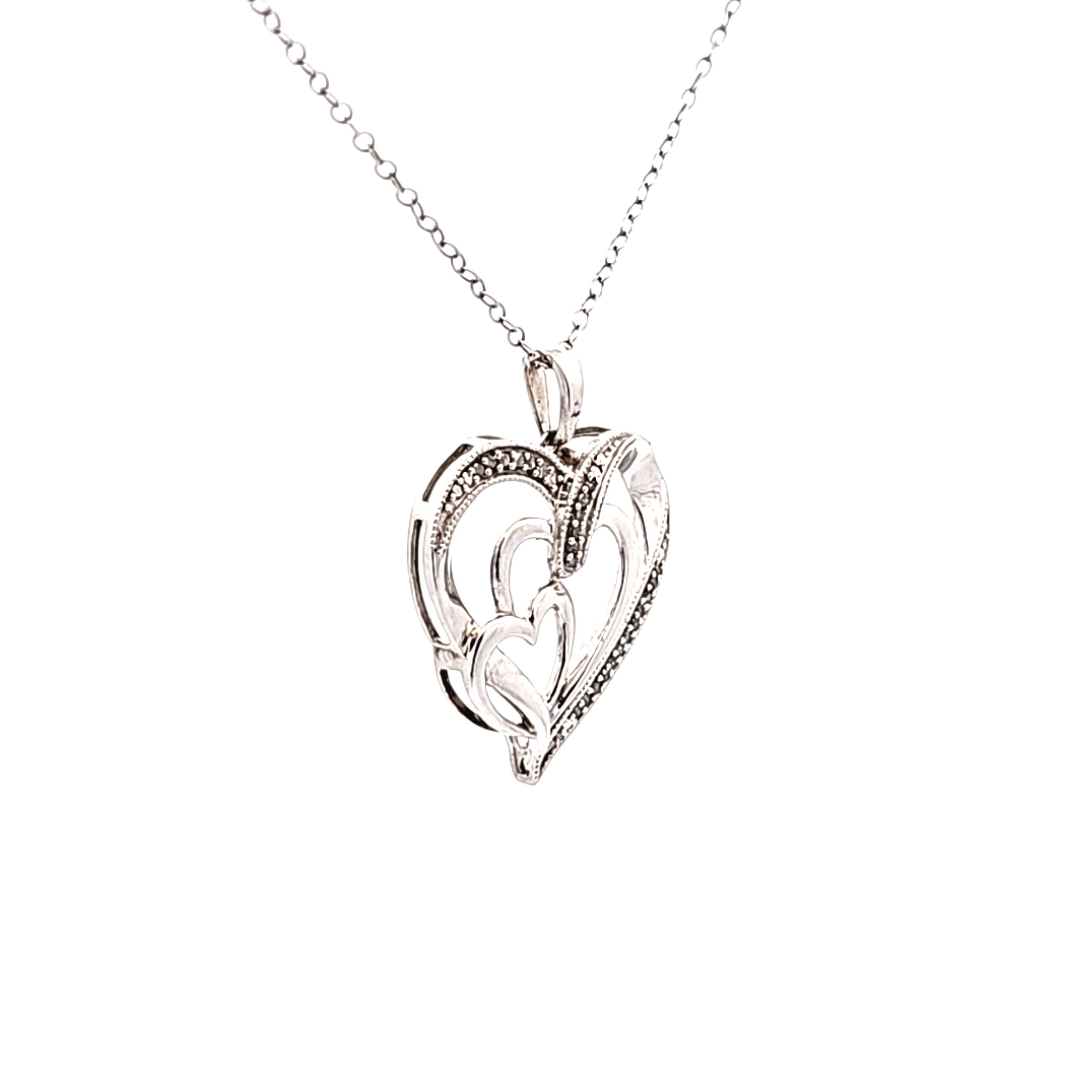 Sterling Silver Heart Diamond Pendant 81010966 | Shin Brothers Sterling Silver Heart Diamond Pendant 81010966 | Shin Brothers