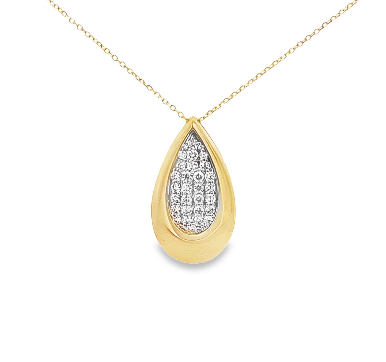14K Yellow Gold Diamond Teardrop Necklace 31001335 | Shin Brothers